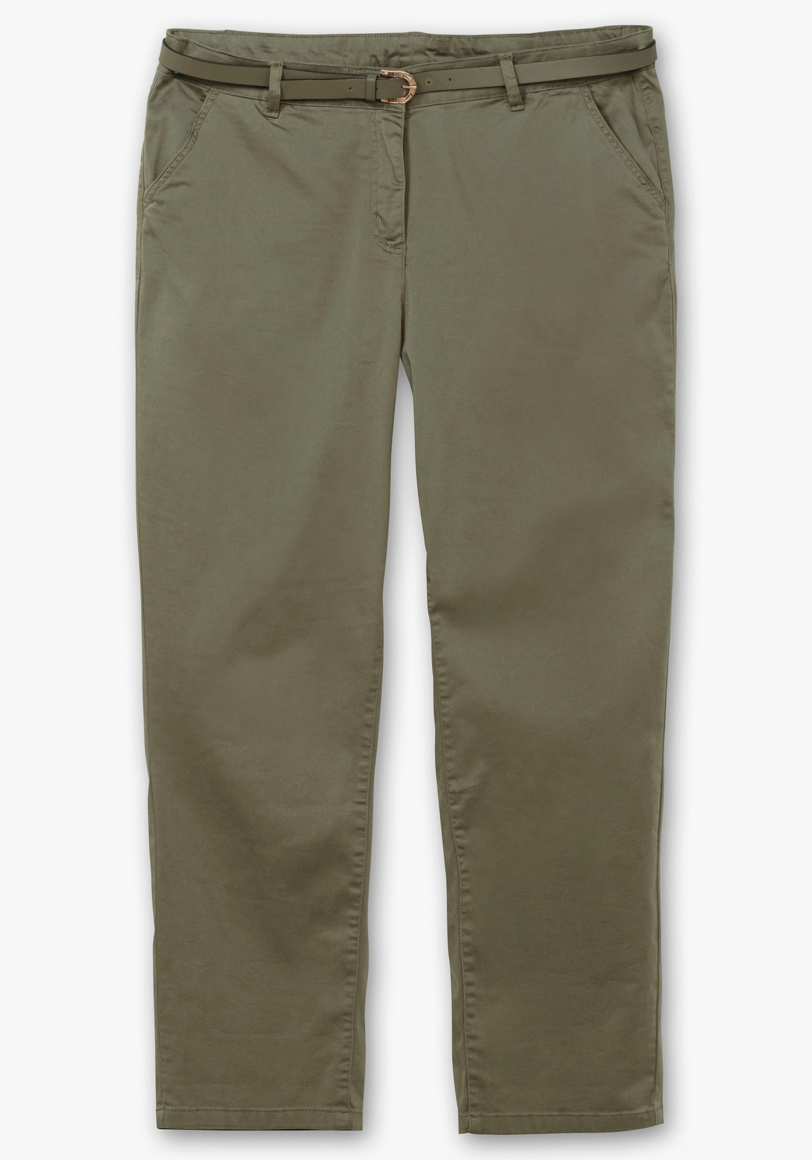 Chinohose inklusive Gürtel - khaki