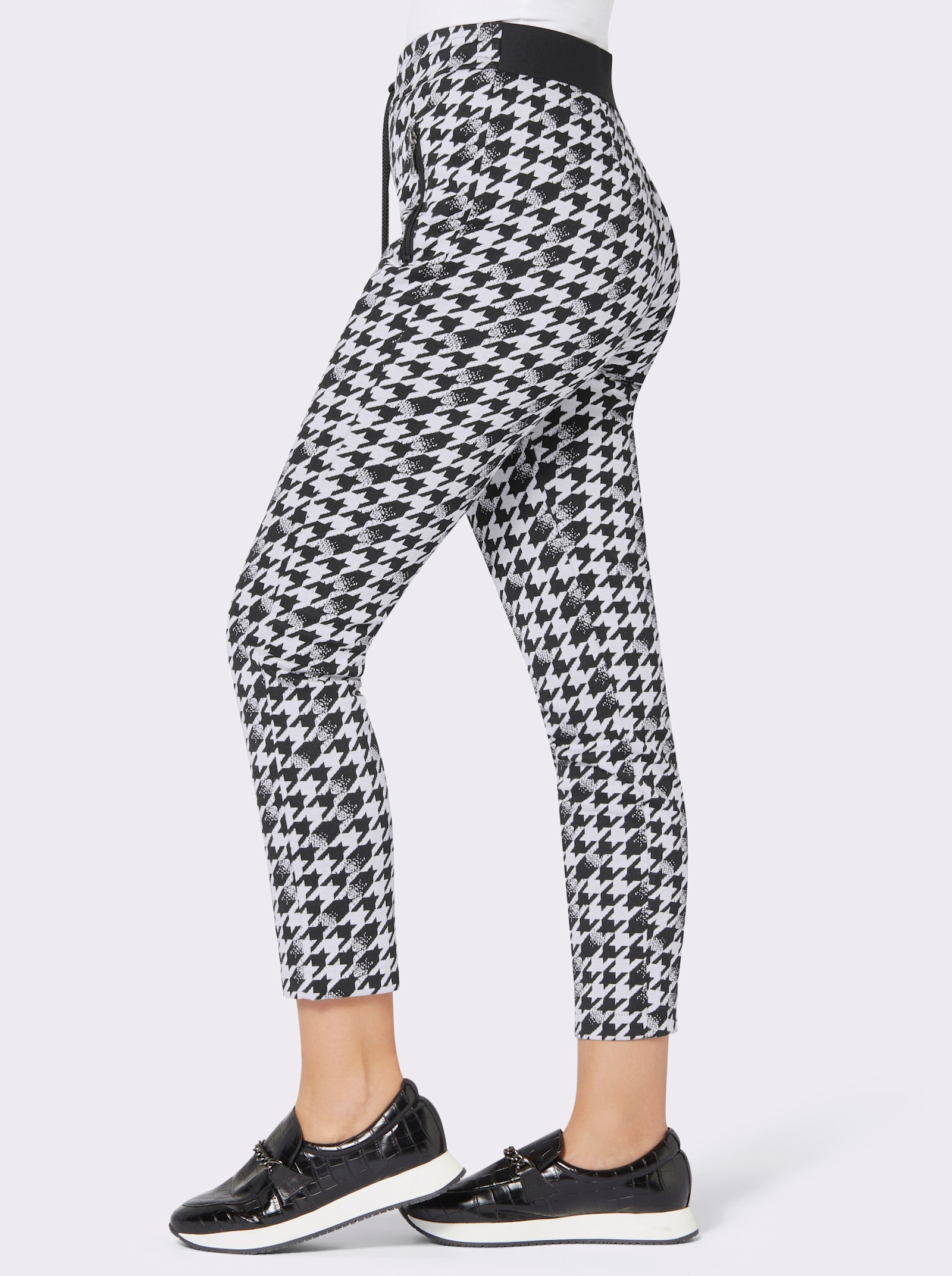 Pantalon imprimé avec motif pied-de-poule - noir-écru imprimé