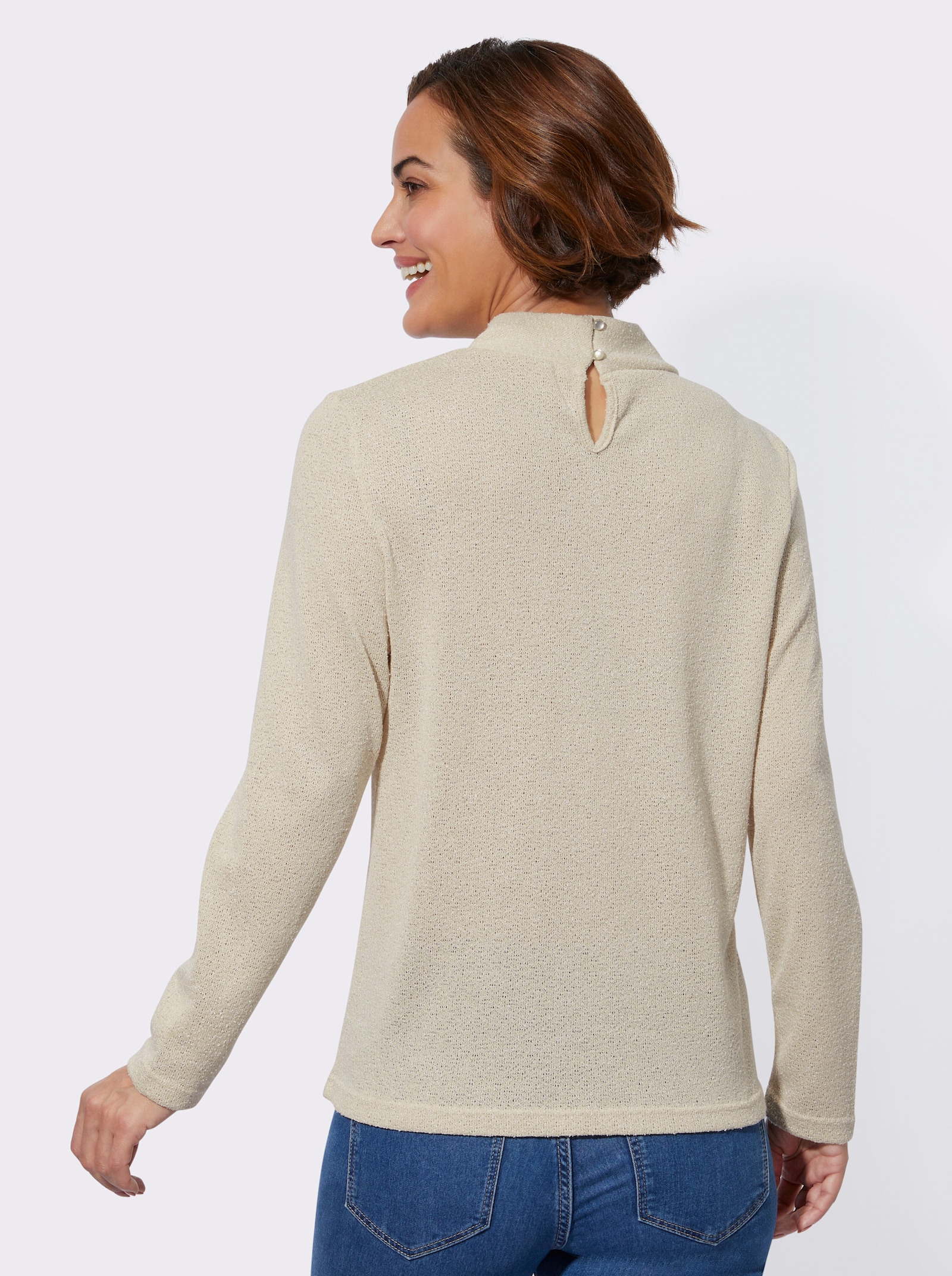 Langarmshirt in pflegeleichter Qualität - sand-meliert