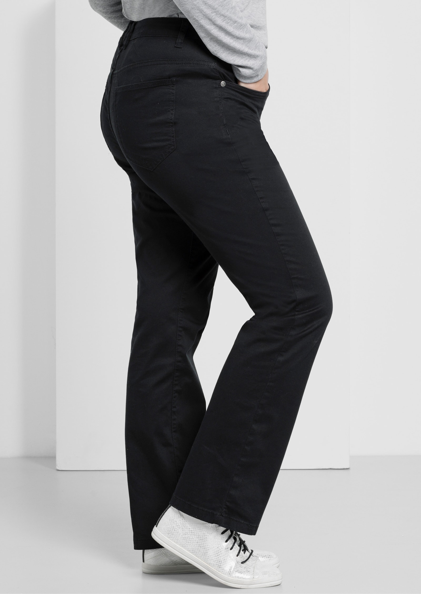 sheego Broek in recht model, van twill - zwart