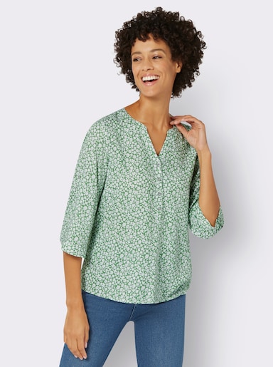 Blouse met print - appelgroen-ecru bedrukt