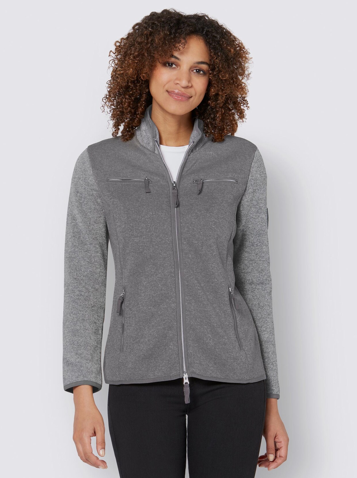 Fleecejacke - grau-meliert
