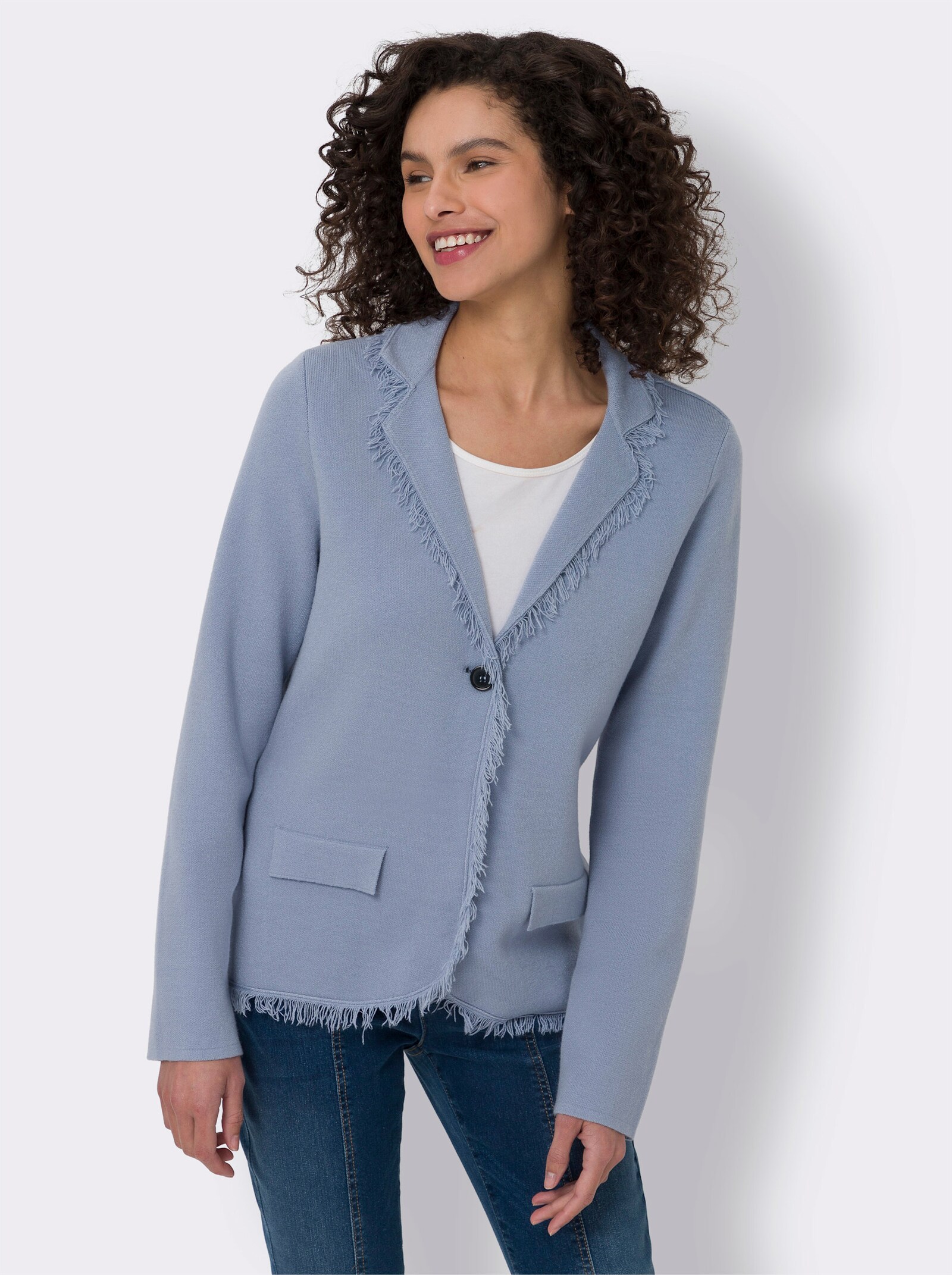 heine Feinstrickjacke in Blazer-Optik - bleu