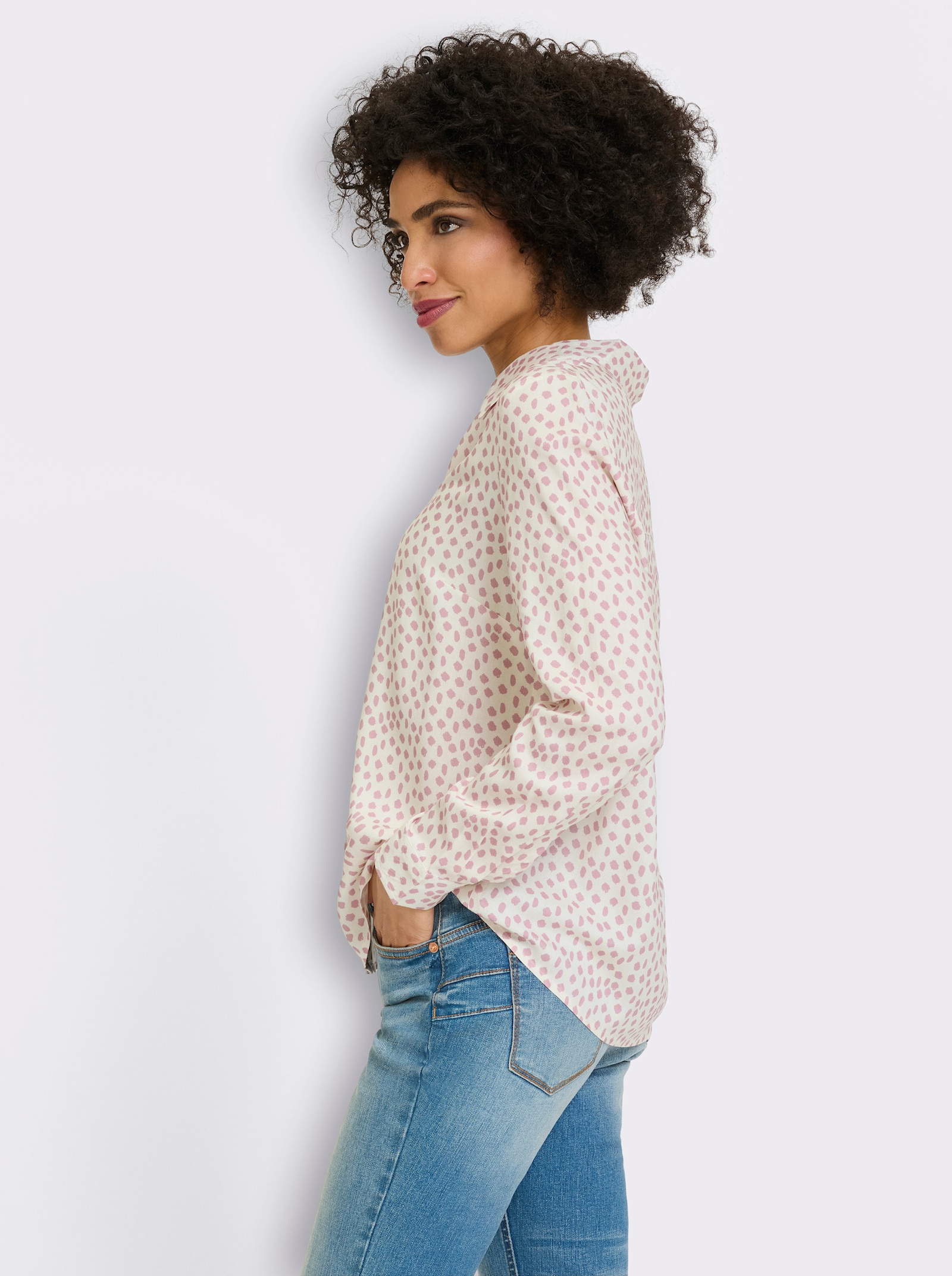 heine Hemdbluse mit Tupfenmuster - champagner-hortensie-bedruckt