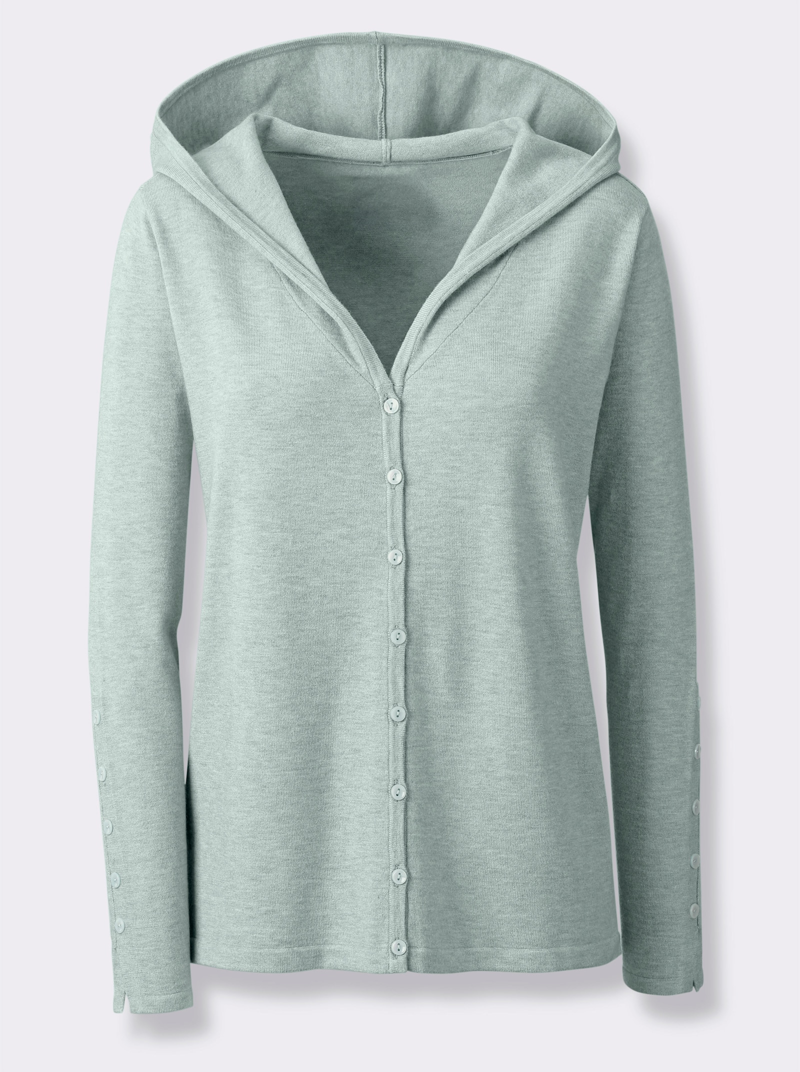 heine Veste à capuche en qualité tricot fin - menthe chiné