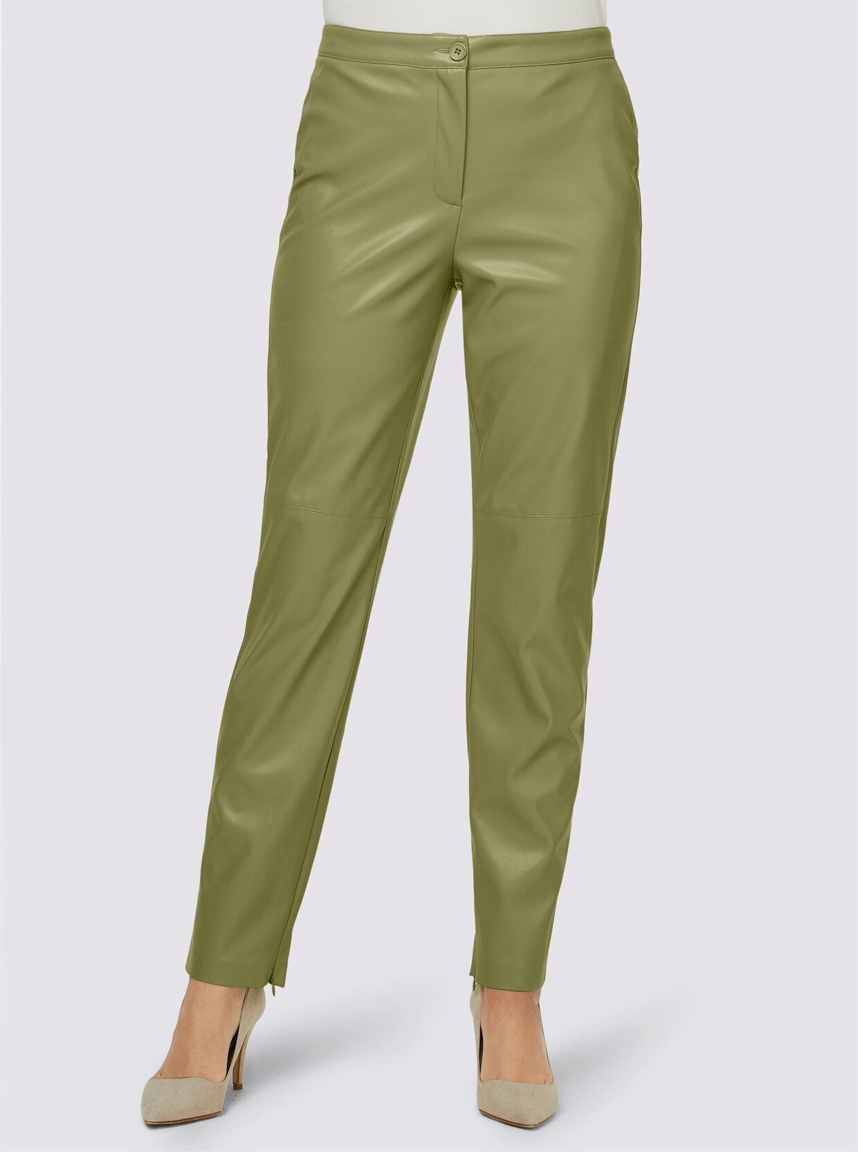 Pantalon en imitation cuir - vert roseau