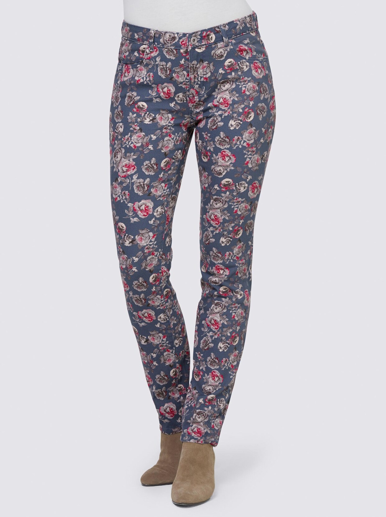 Linea Tesini Druck-Hose - rauchblau-hortensie-bedruckt
