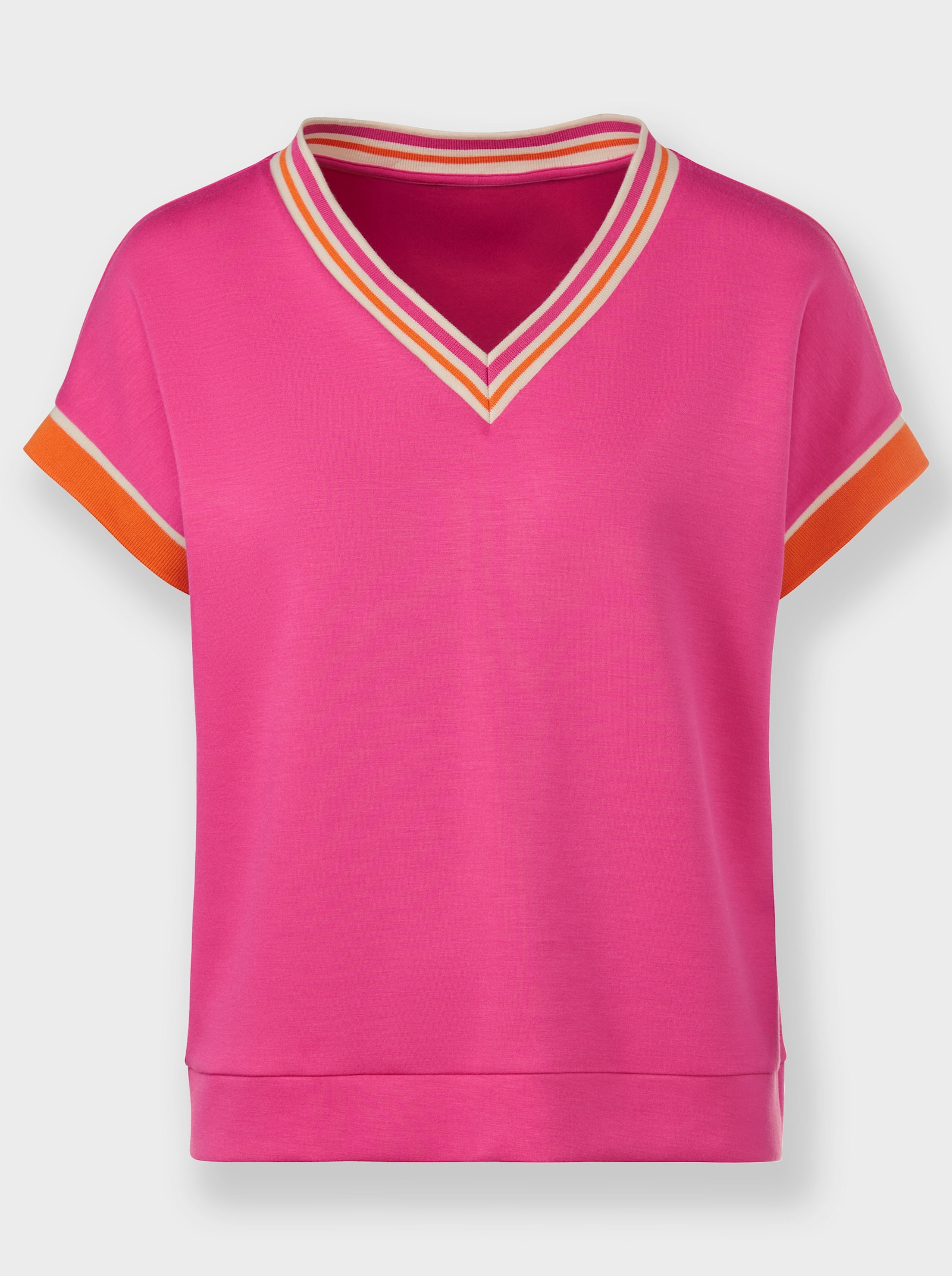 heine Kurzarmshirt mit dezentem Glanz - fuchsia-orange