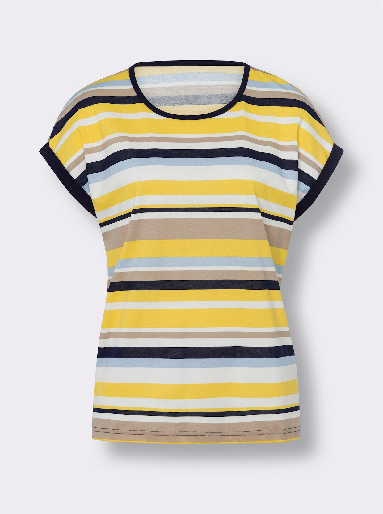 Pruhované tričko - Žiarivá žltá-námornícka modrá pásikovaná