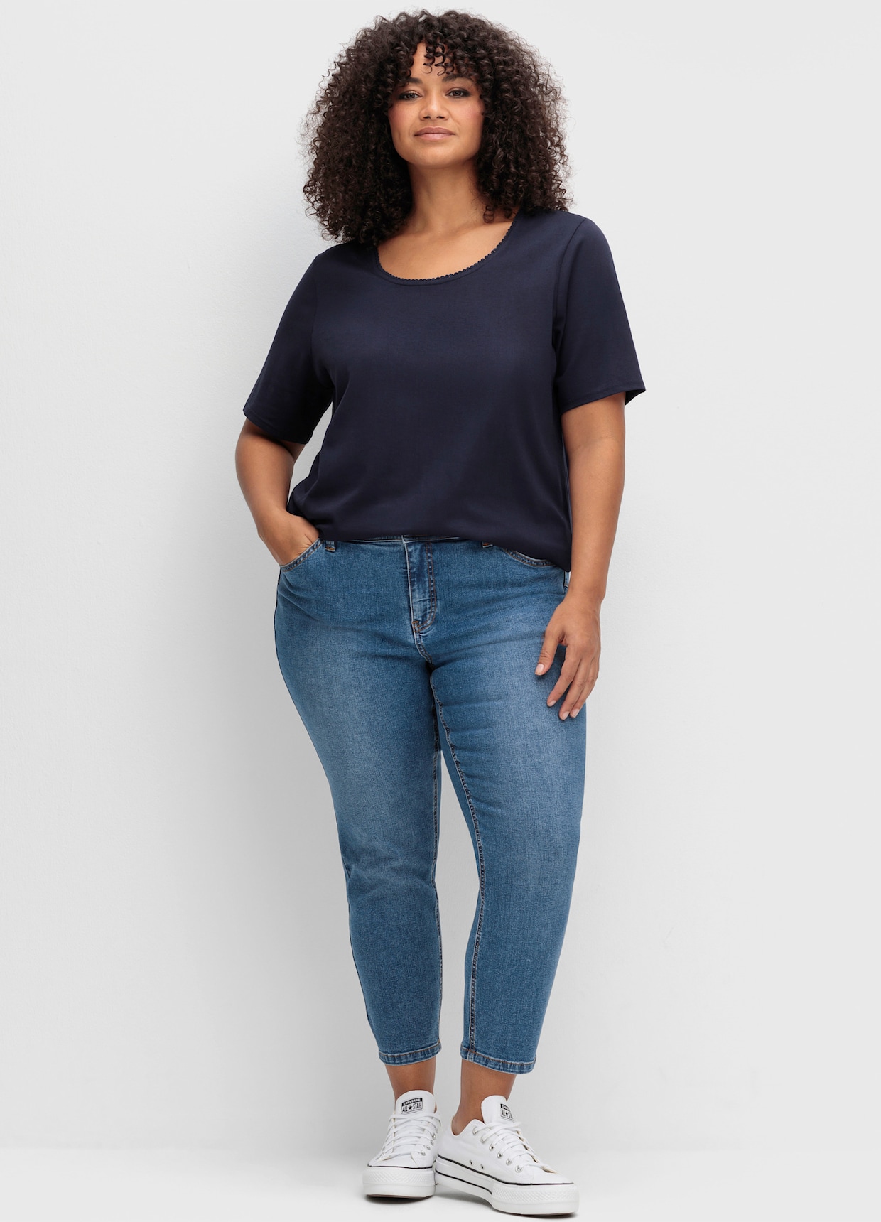 sheego T-Shirt - tiefblau