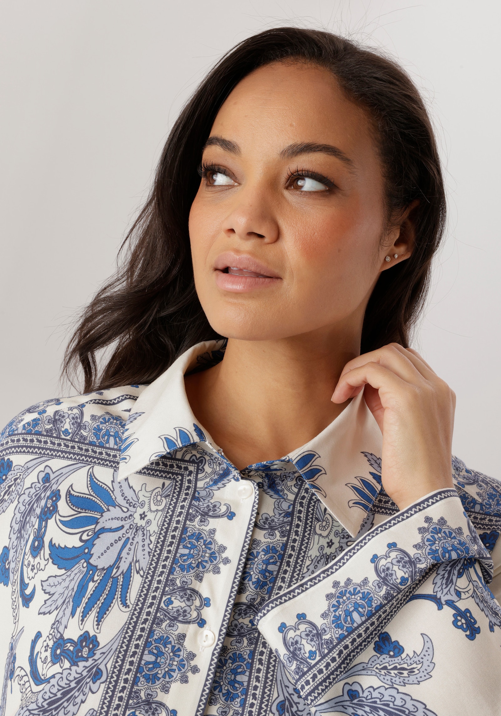 Aniston PLUS Hemdbluse - weiß-blau