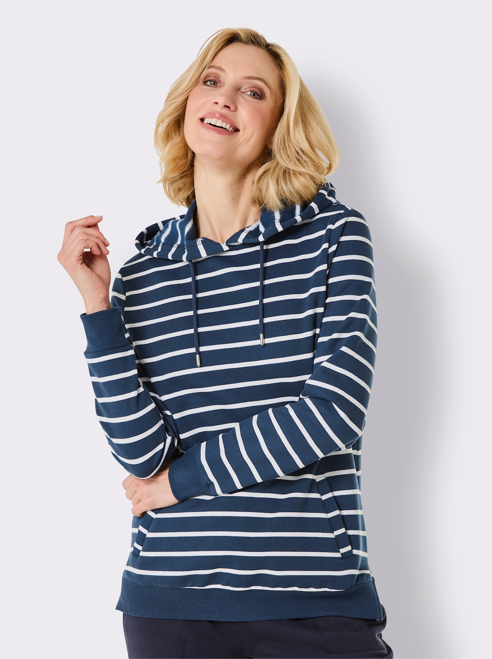 Catamaran Sports Sweatshirt - dunkelblau-weiß-gestreift