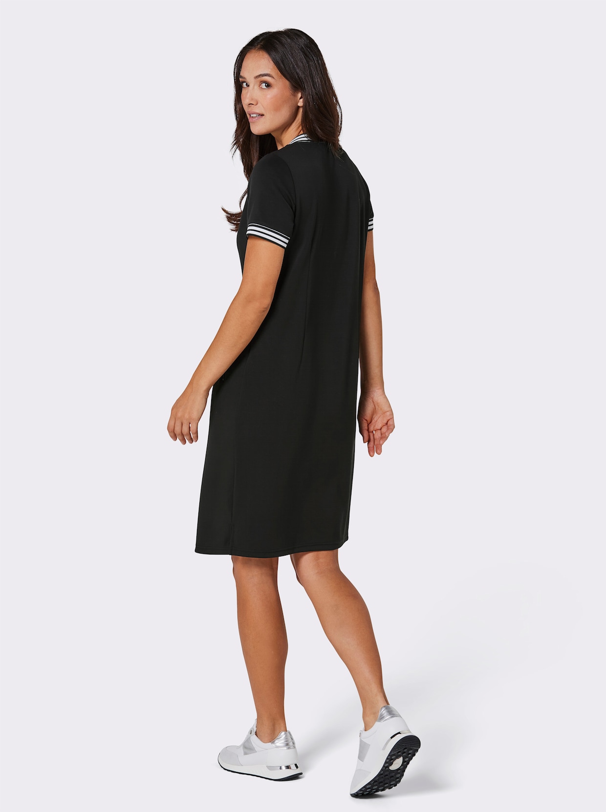 CREATION L PREMIUM Modalmix-Jerseykleid - schwarz-weiß