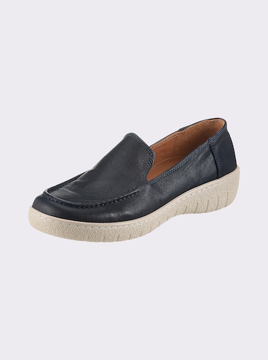 Loretta Slipper aus Leder, weich gepolstert - jeansblau