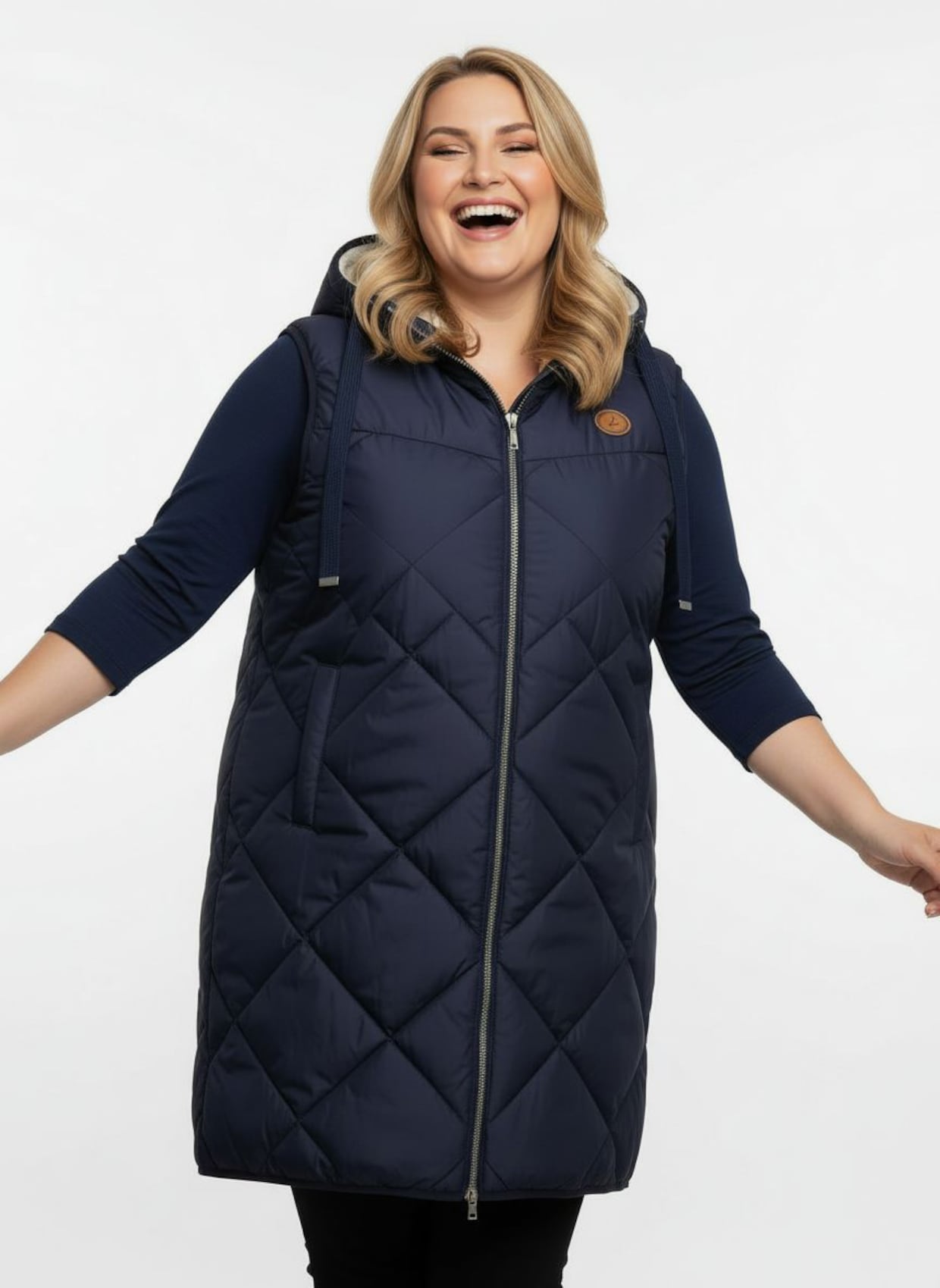 Kapuzenweste mit Fleece-Futter - marine