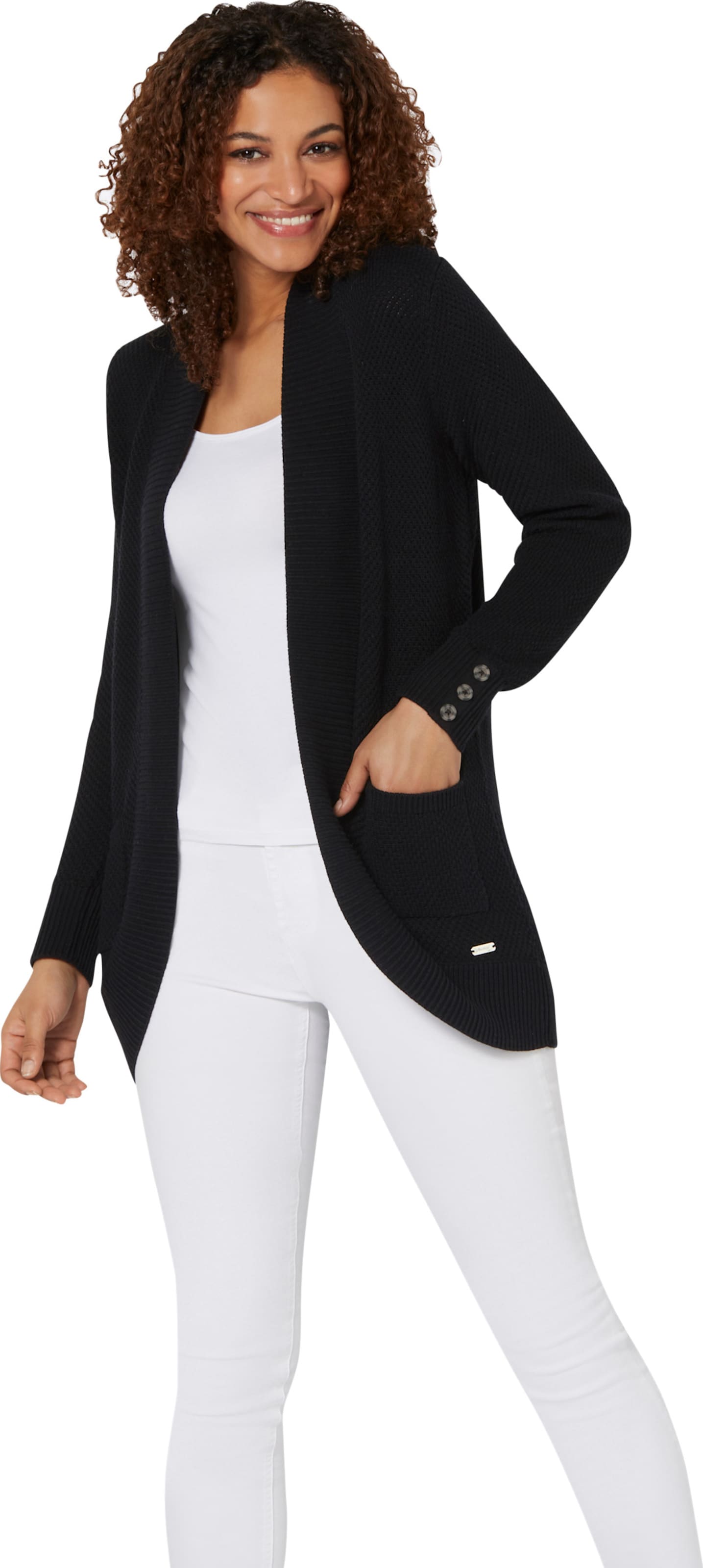 Schwarz Longstrickjacke