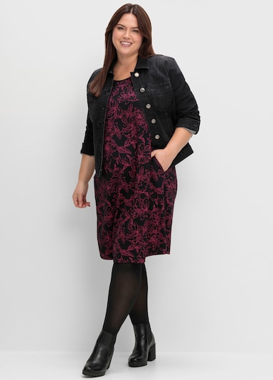 sheego Shirtkleid - schwarz-gemustert