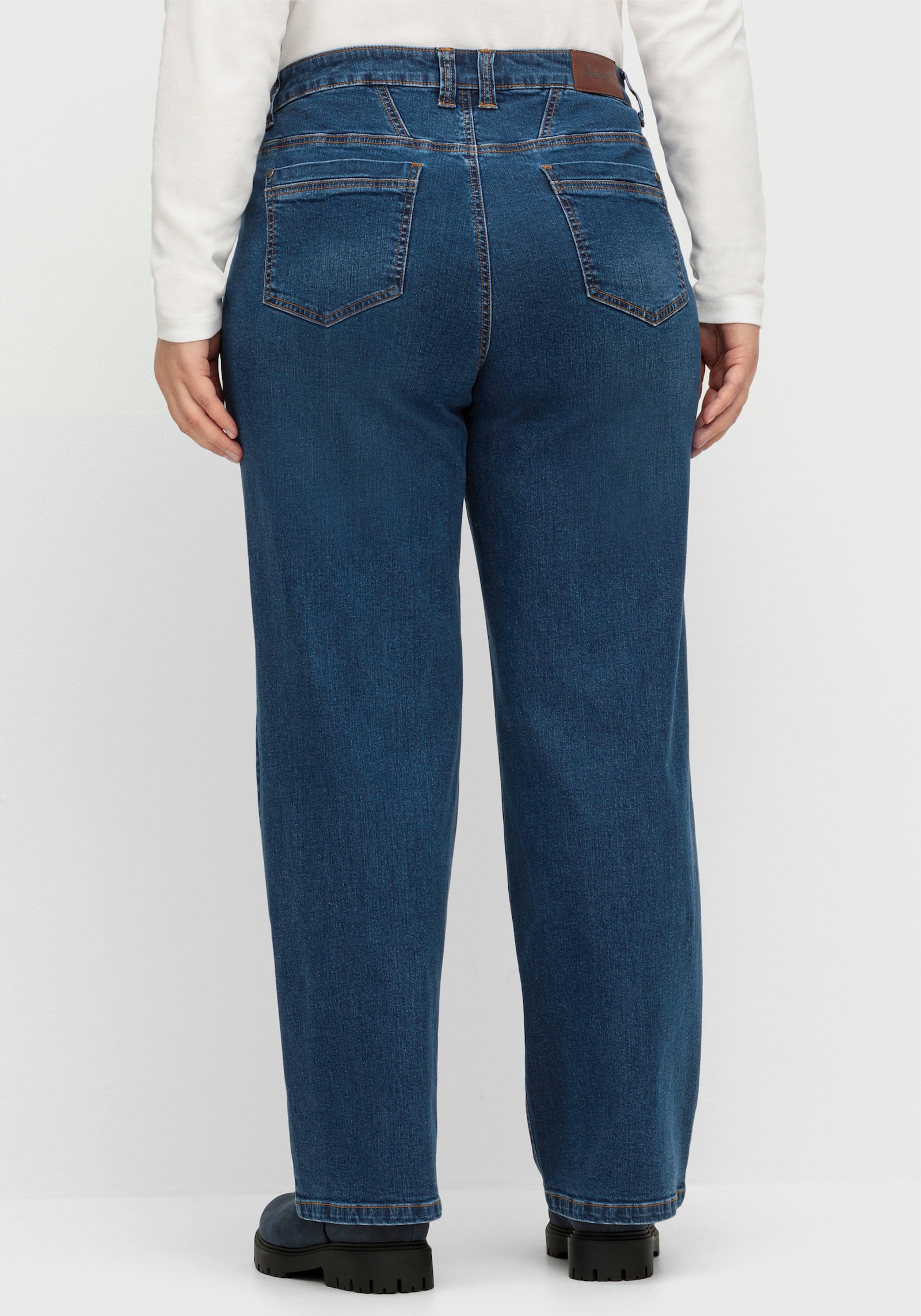 sheego Jeans met doorlopende wijde pijpen - dark blue denim