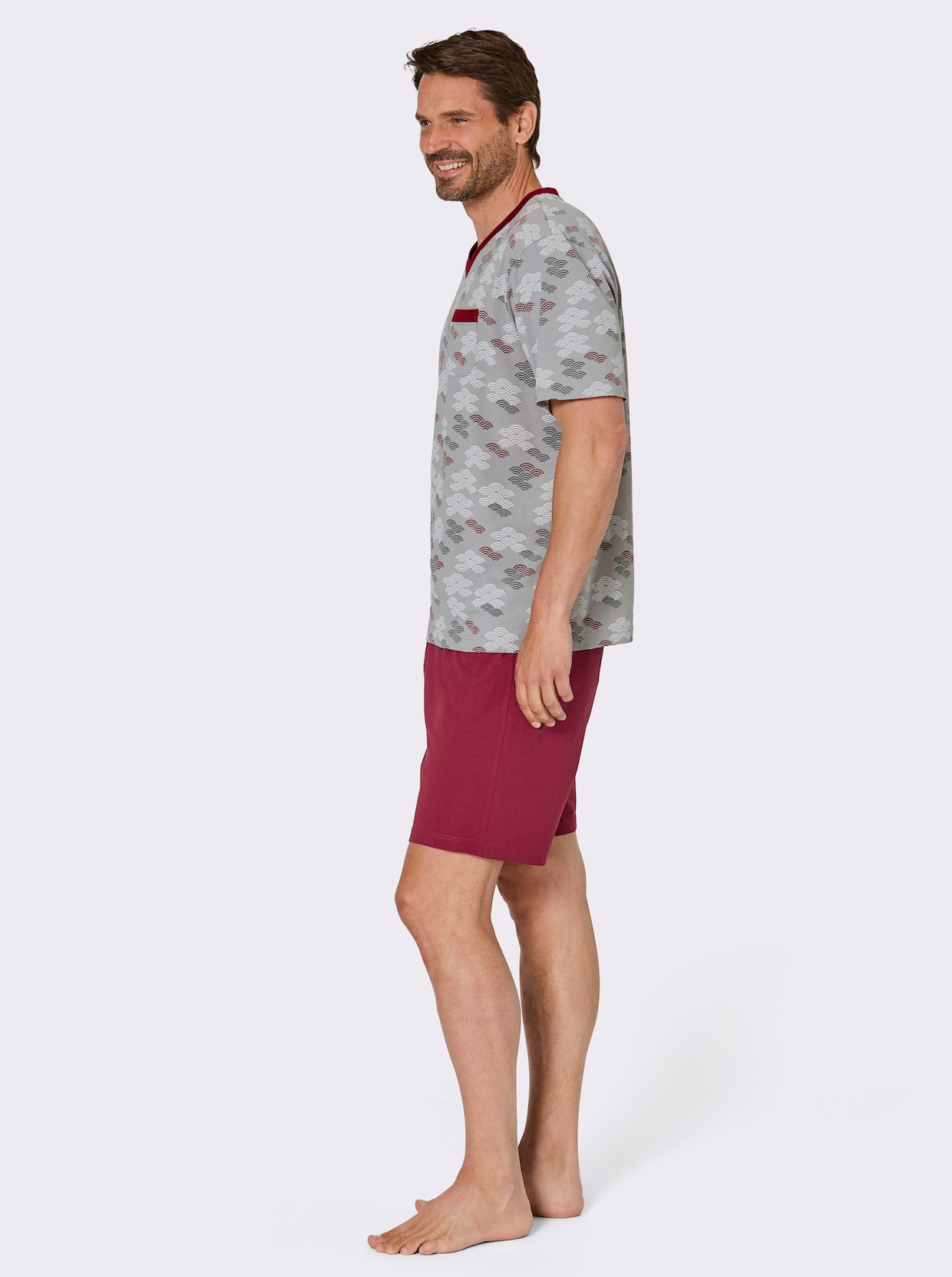 wäschepur men Shortys - grau + dunkelrot
