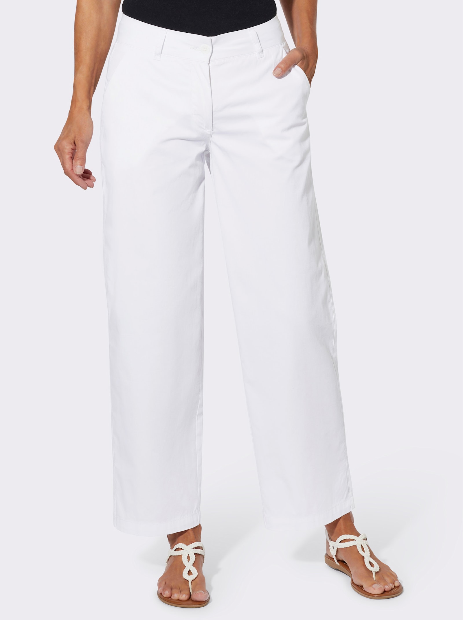 Culotte in Jeans-Qualität, Baumwolle - weiß