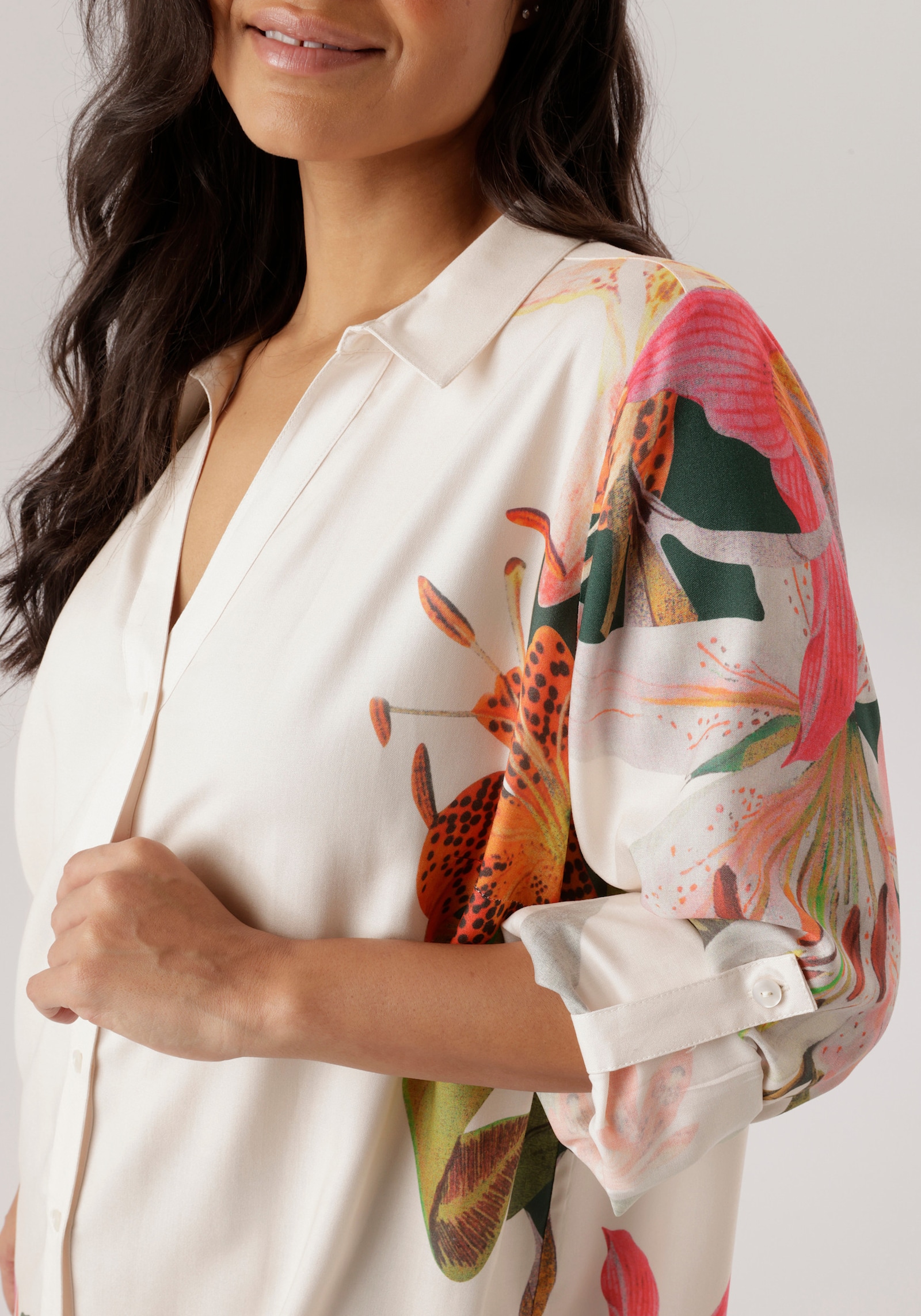 Aniston PLUS Hemdbluse - natur-pink-grün-orange-rose