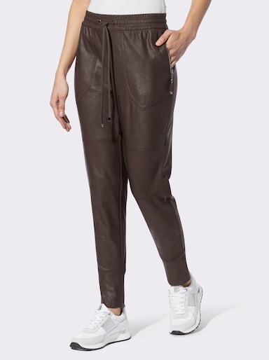 heine Broek van imitatieleer - chocolade