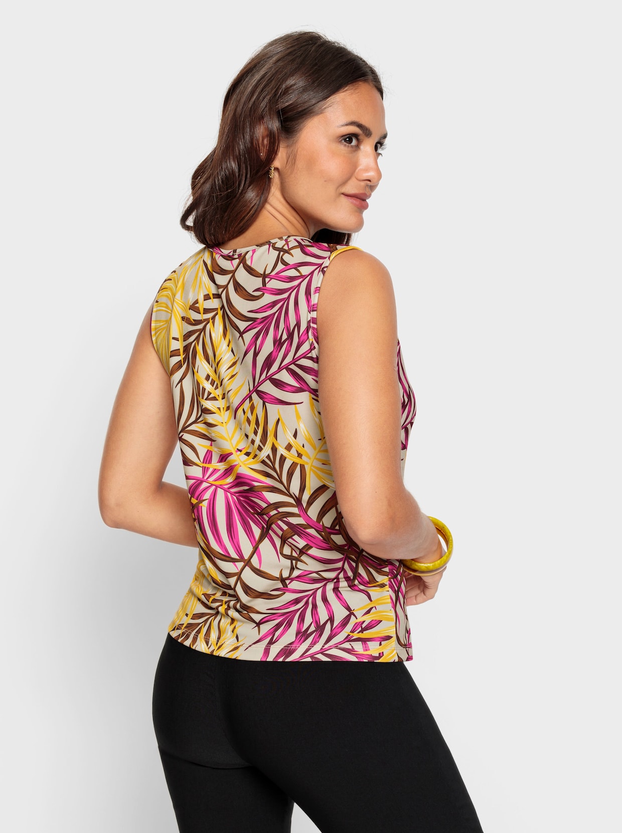 Shirttop - zand geprint