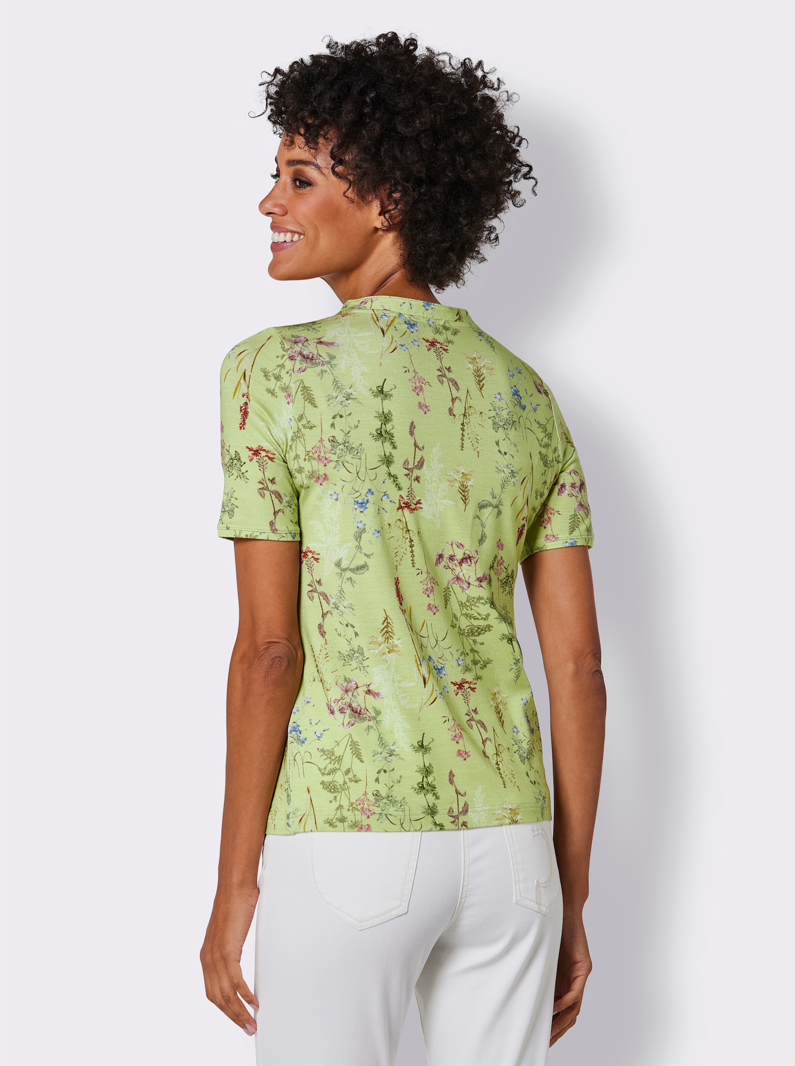 CREATION L PREMIUM Kurzarmshirt in Lyocell-Qualität - pistazie-erdbeere-bedruckt