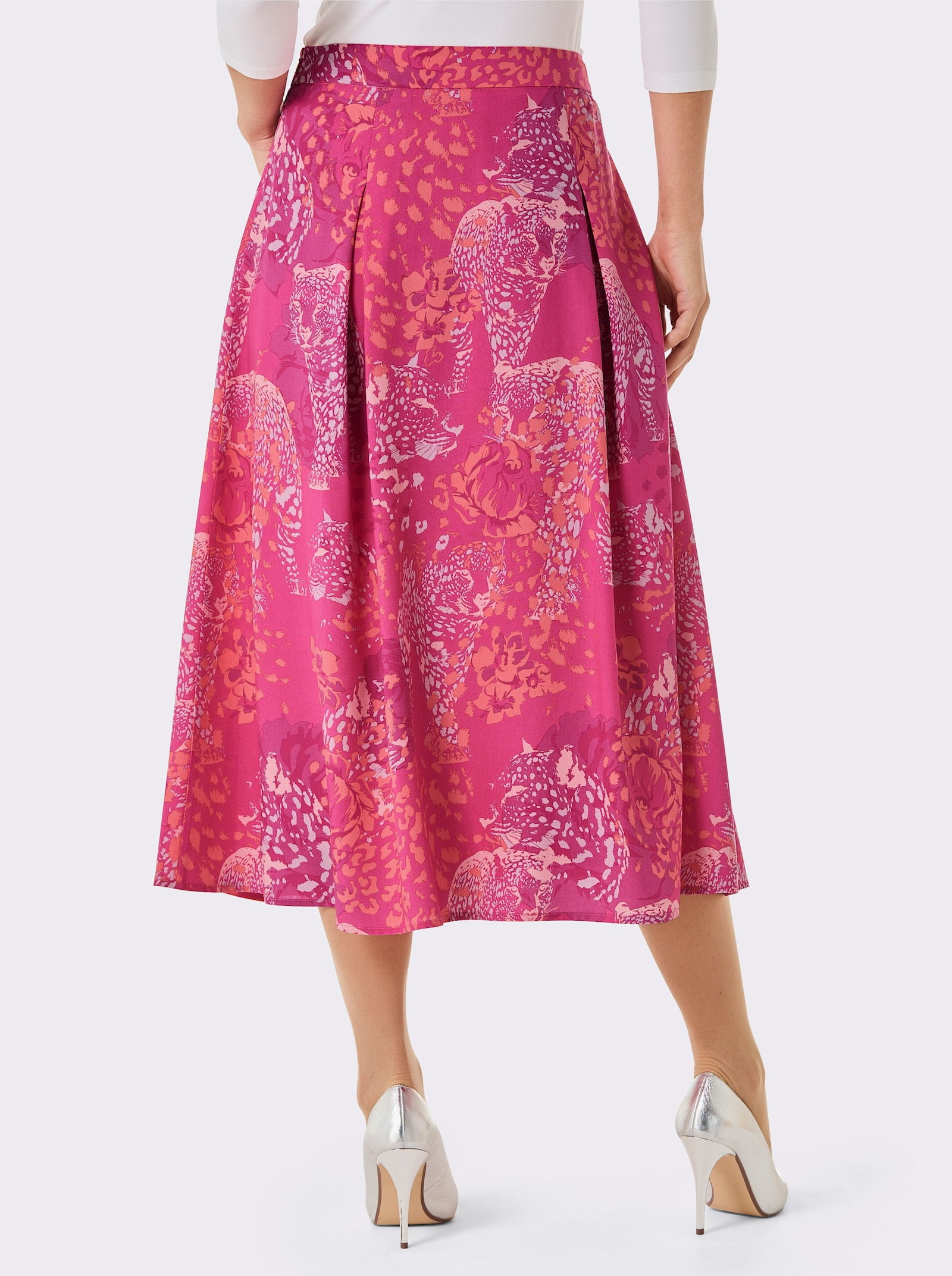 CREATION L PREMIUM A-Linien-Rock in TENCEL-Qualität - fuchsia-koralle-bedruckt