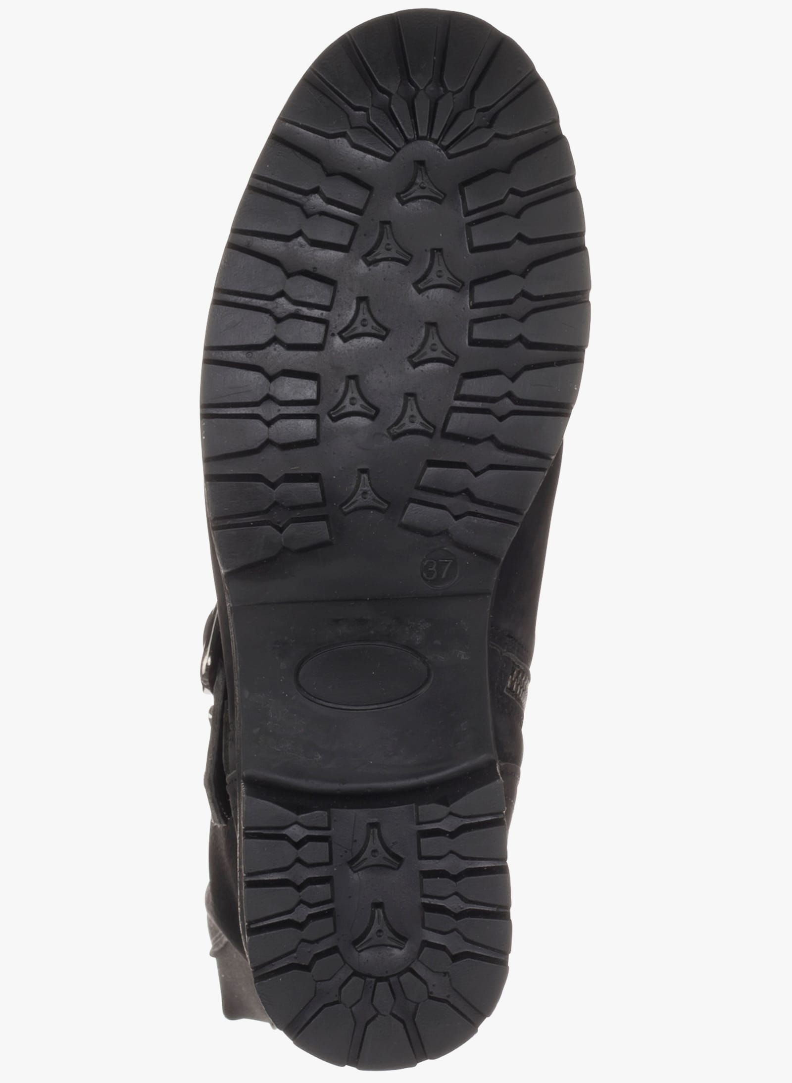 sheego Weitschaftstiefel aus Leder mit Zierband - schwarz