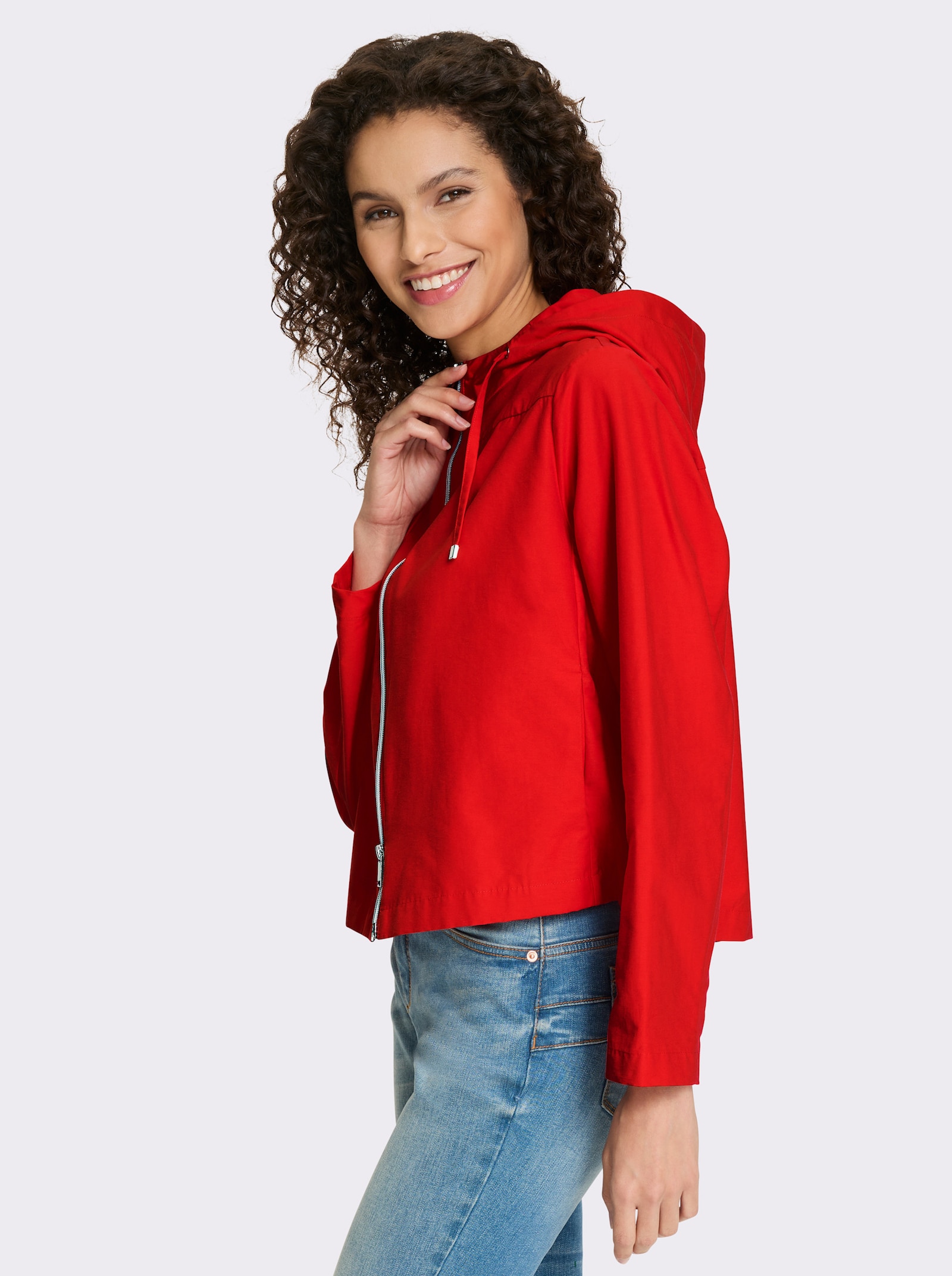heine Kapuzenjacke mit 2-Wege-Zipper - rot