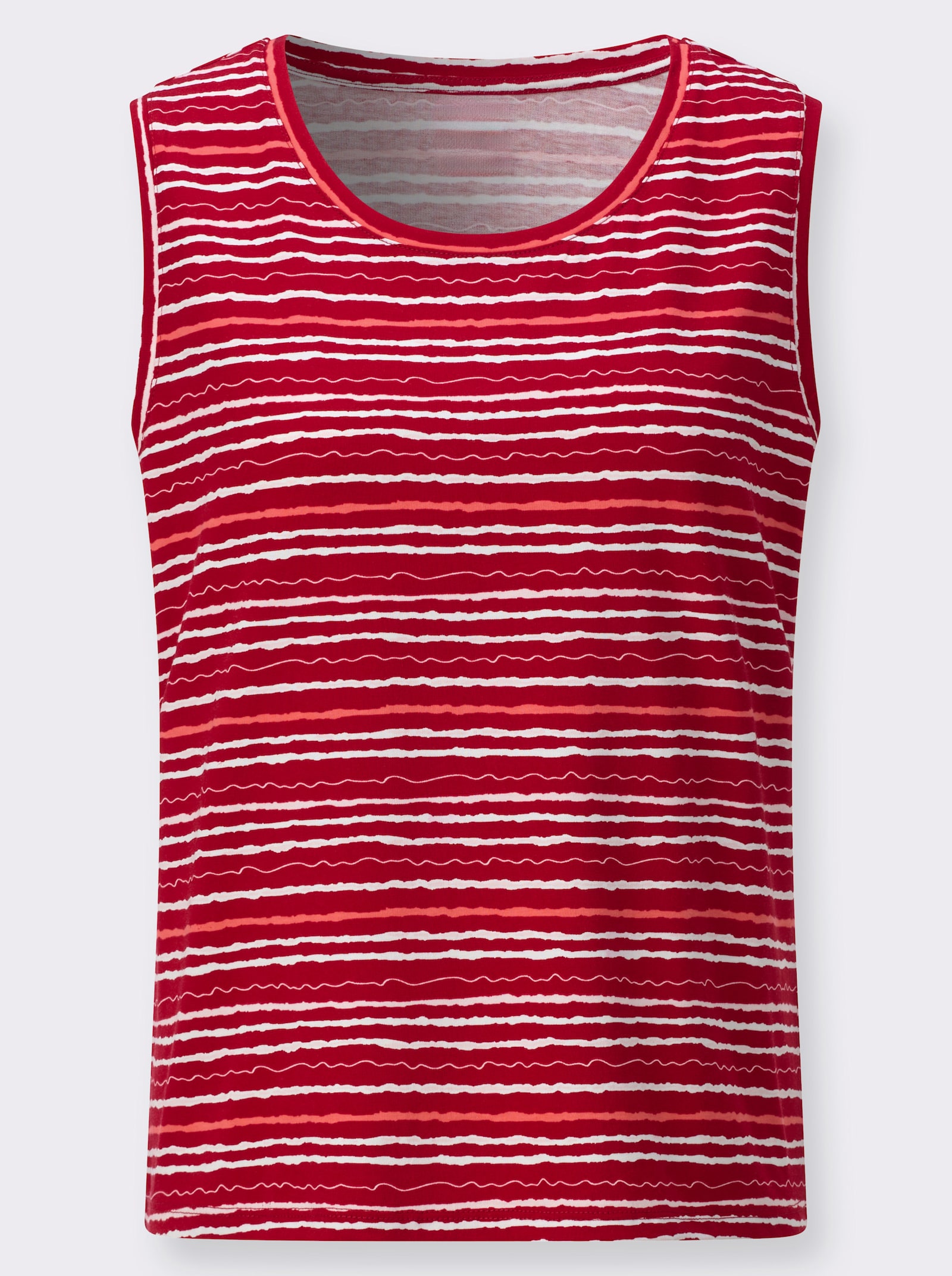 Shirttop paspelierte Abschlüsse - rot-hellrosé-bedruckt