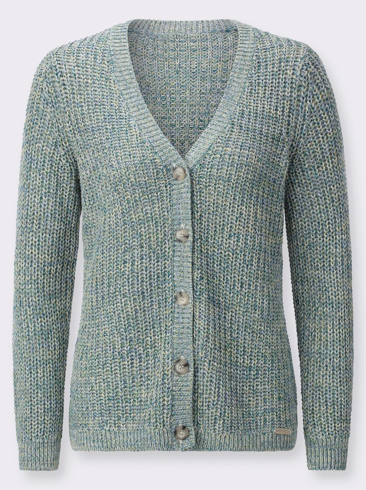 Strickjacke - lindgrün-bleu-meliert