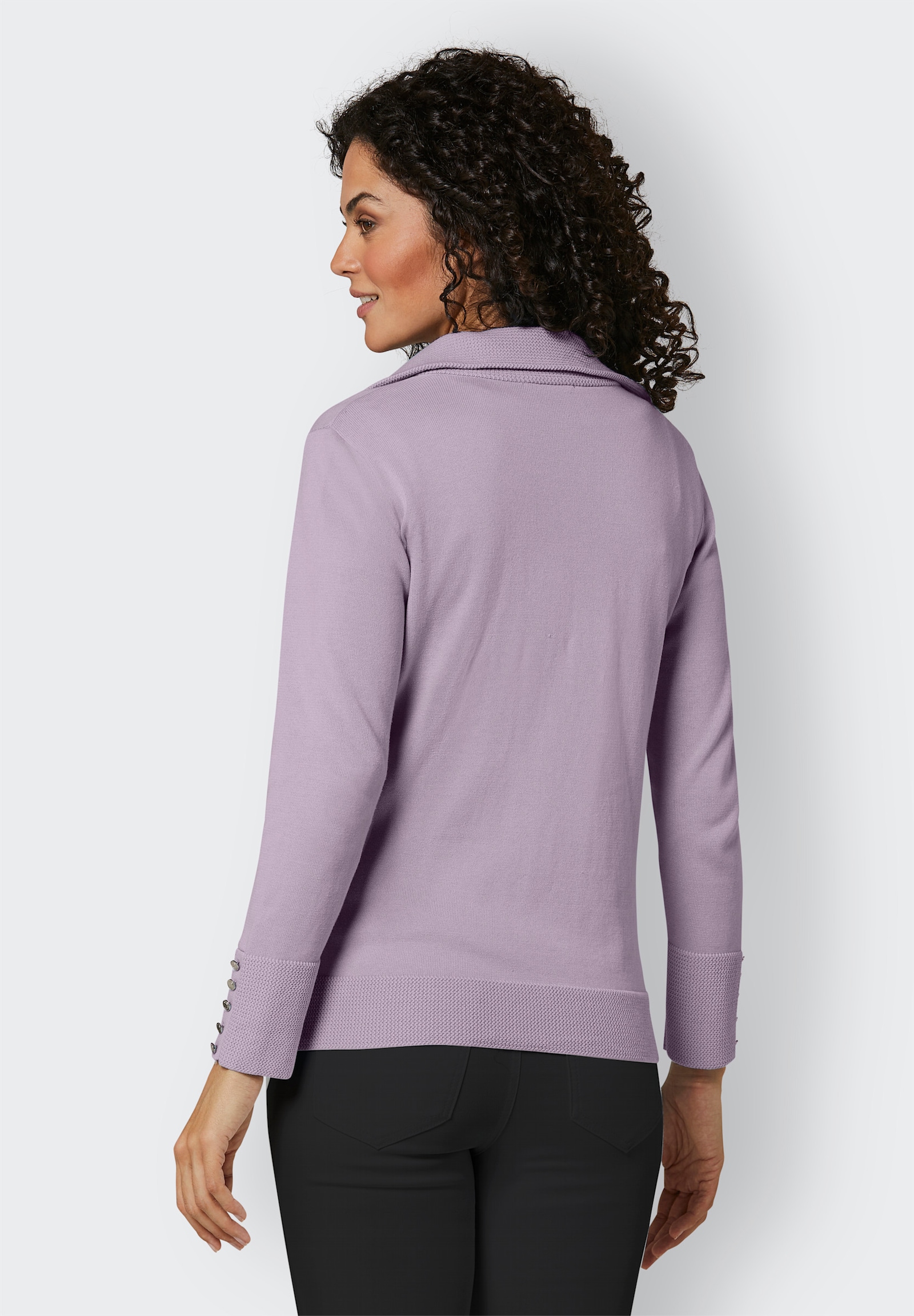 CREATION L PREMIUM Veste en tricot en coton mercerisé - parme