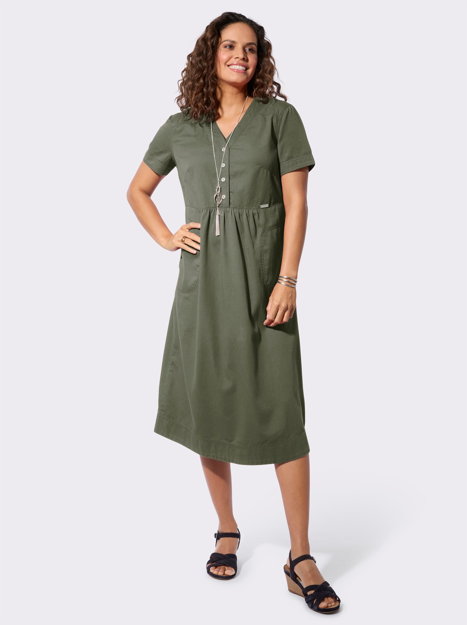 Jeanskleid aus luftiger Baumwolle - khaki