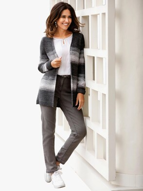 Strickjacke - grau-rosé