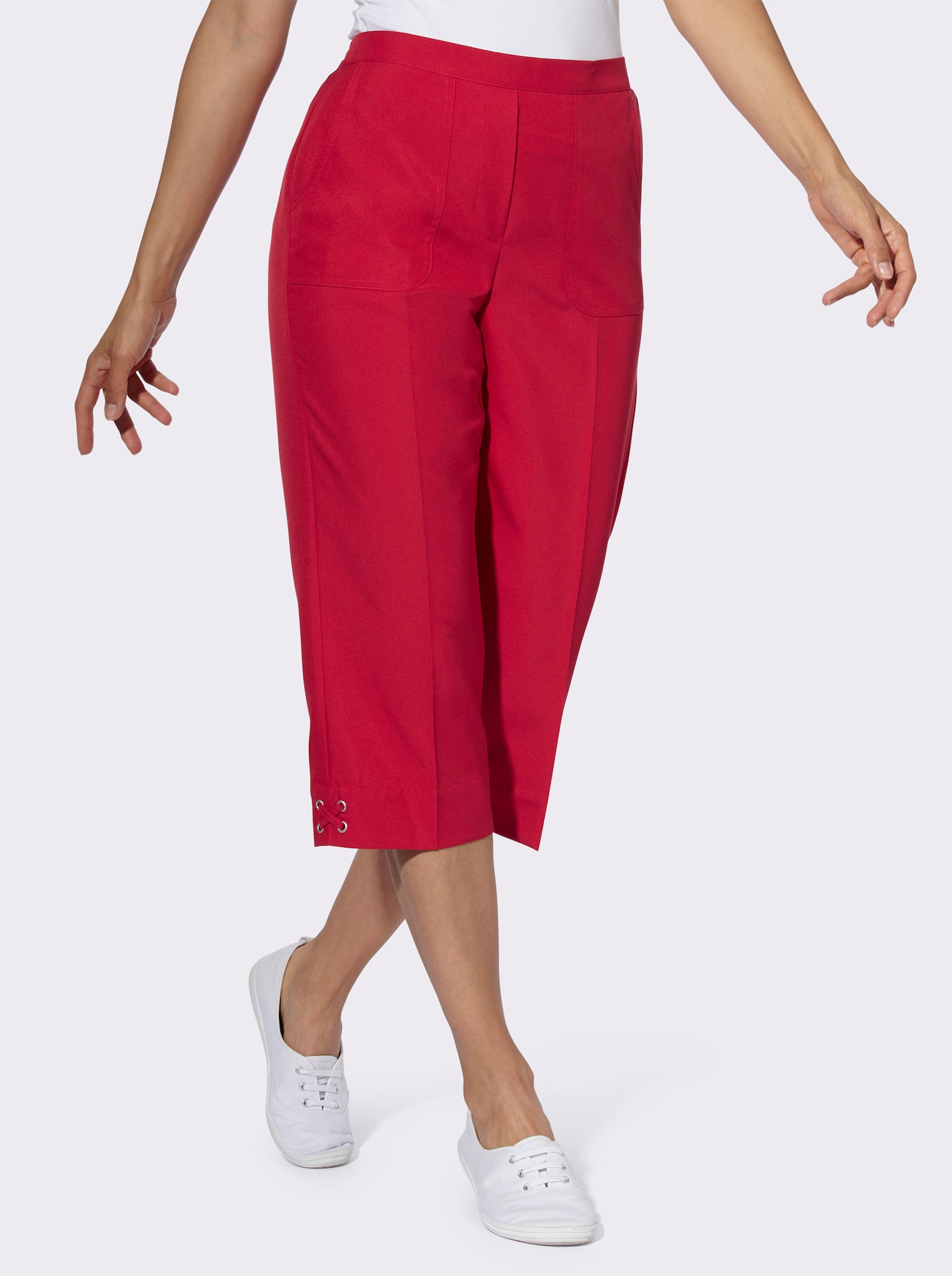  Caprihose mit Bändchen- und Ösenverzierung - rot