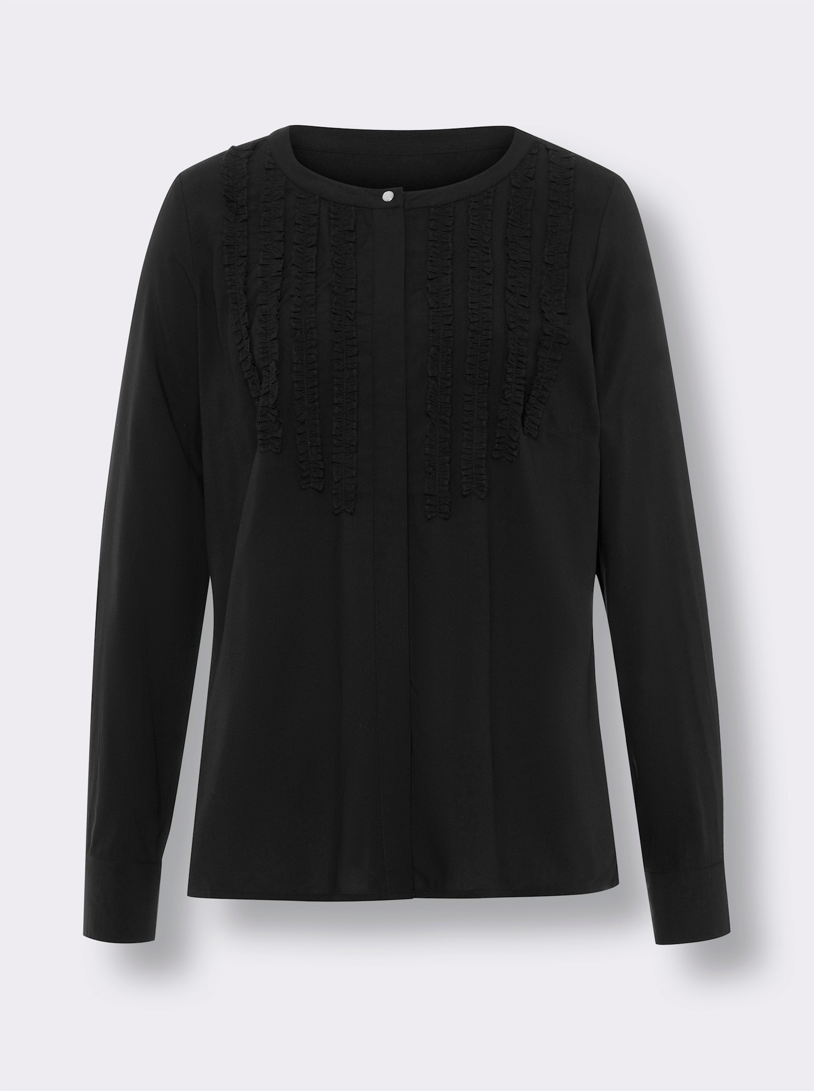 heine Rüschenbluse im Denim-Look - schwarz