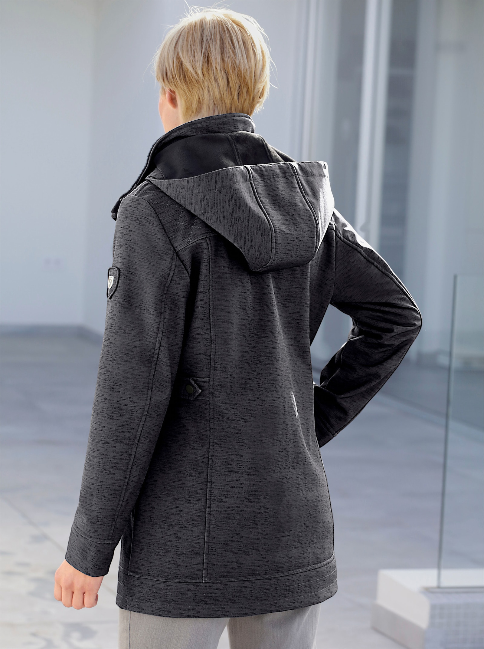 Softshelljacke gefüttert, wasserabweisend - dunkelgrau-meliert