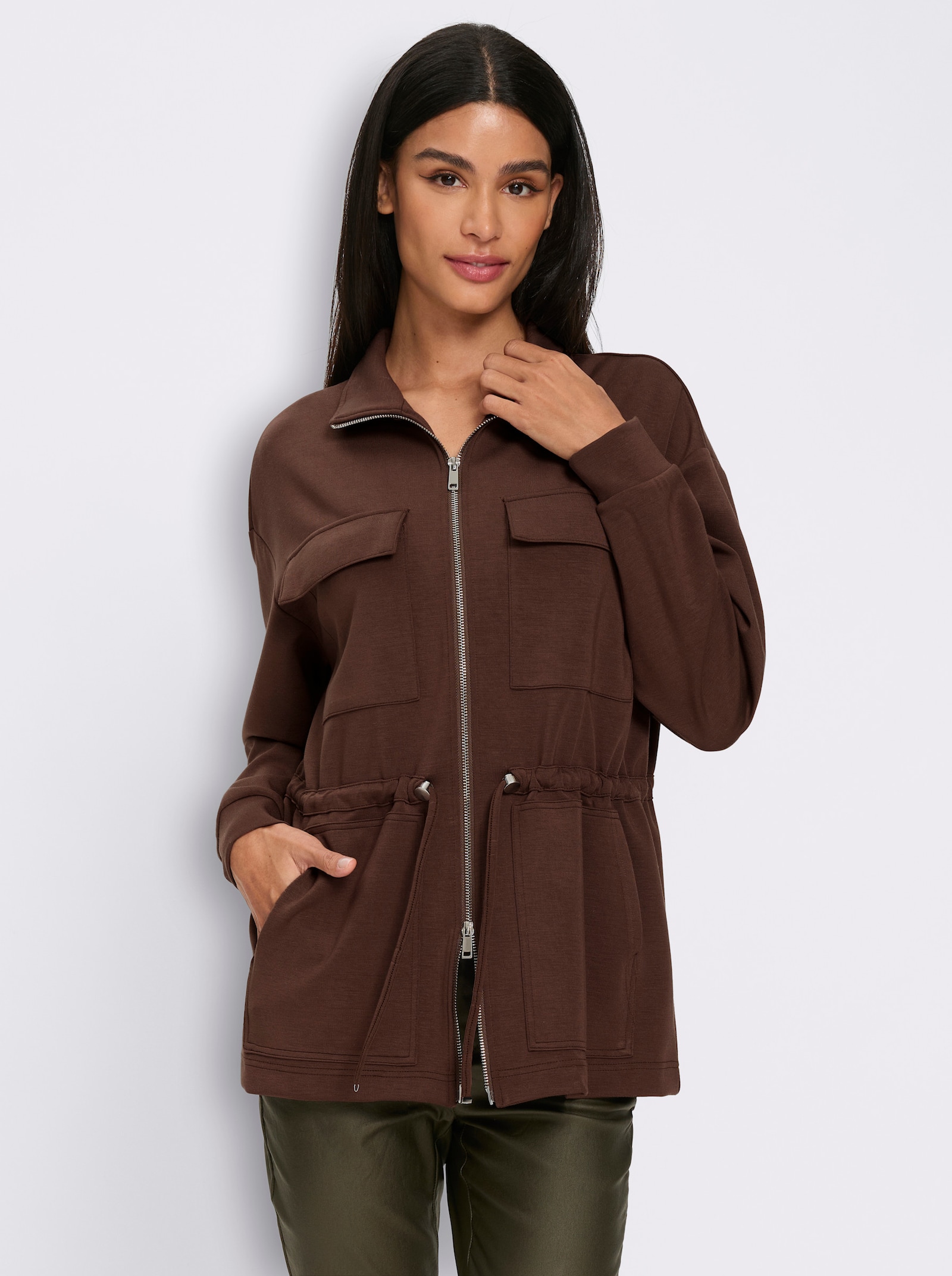 heine Jacke mit Tunnelzug in der Taille - schoko