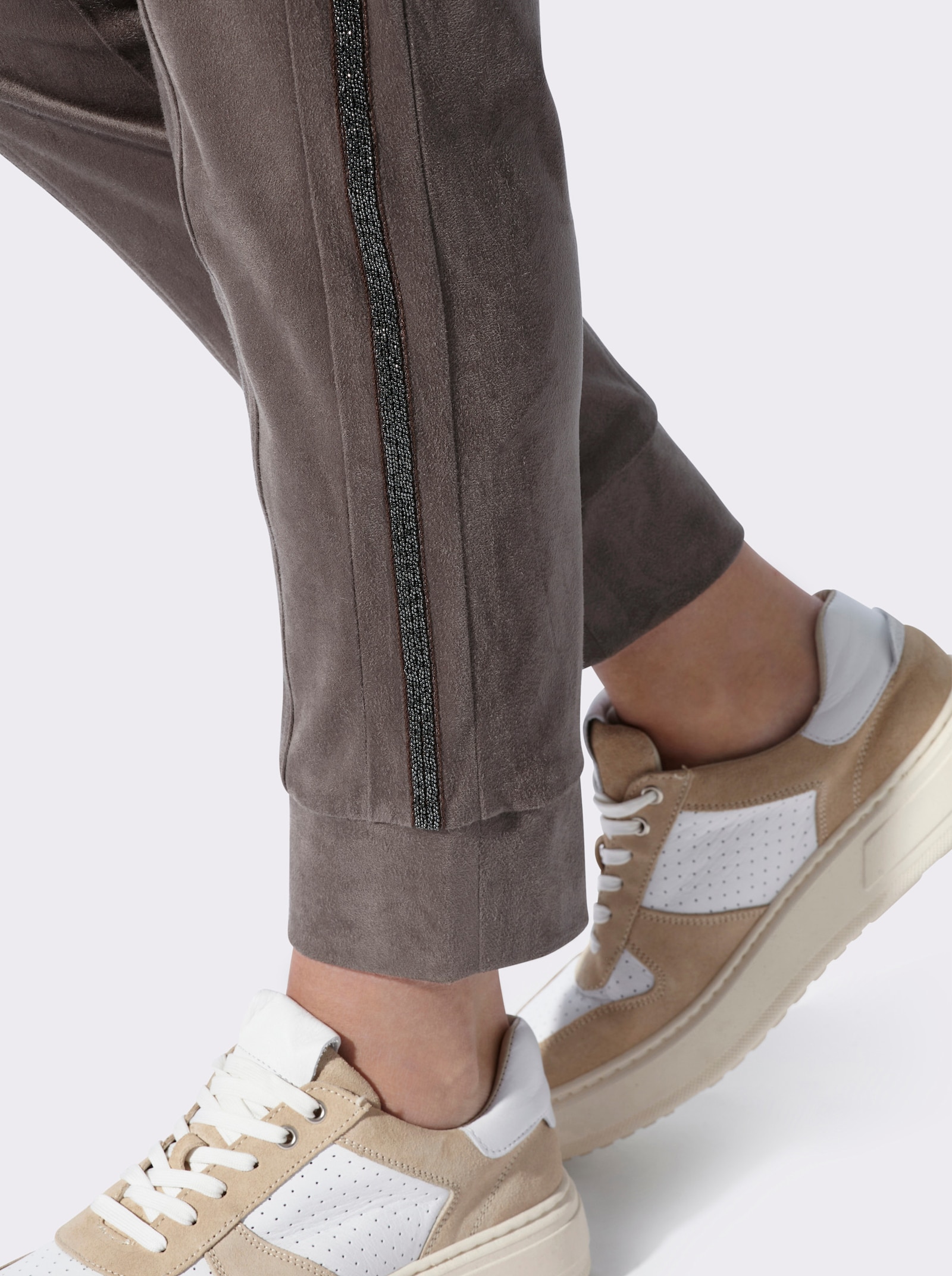 heine Lederimitathose im Jogpant-Stil - dunkeltaupe