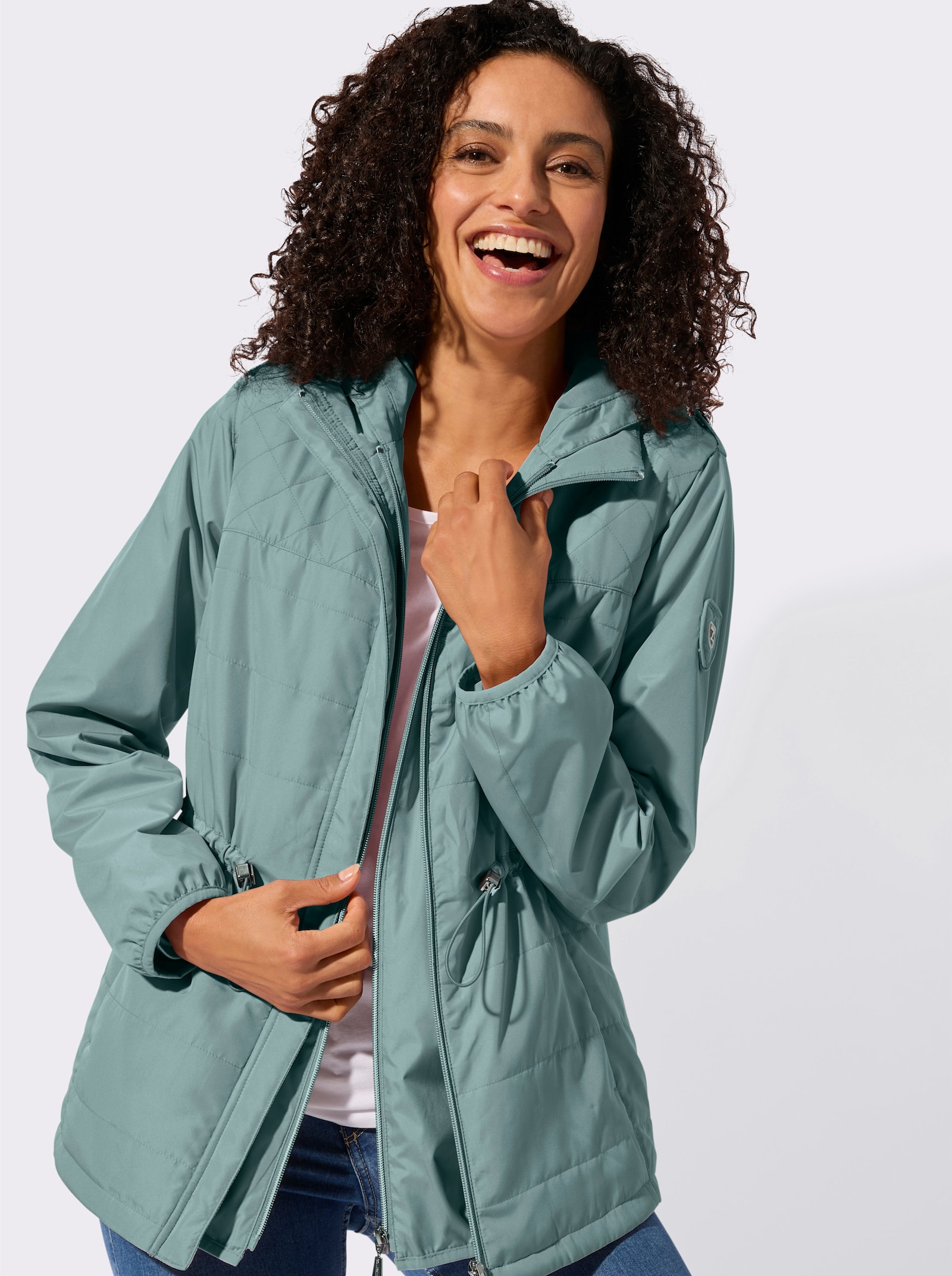 3-in-1-Funktionsjacke im Steppmuster-Mix - jade