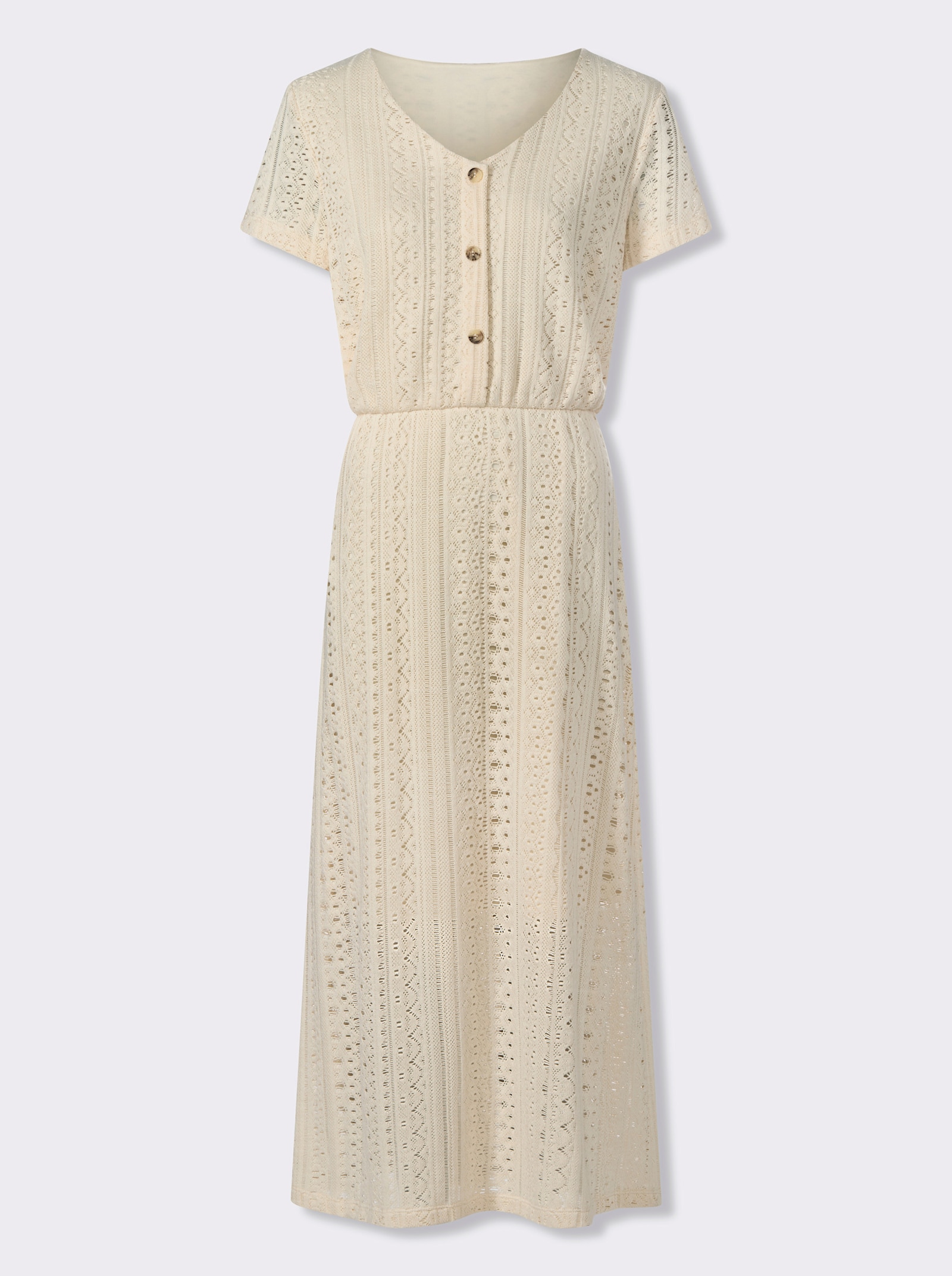 Jerseykleid im Häkel-Look - champagner