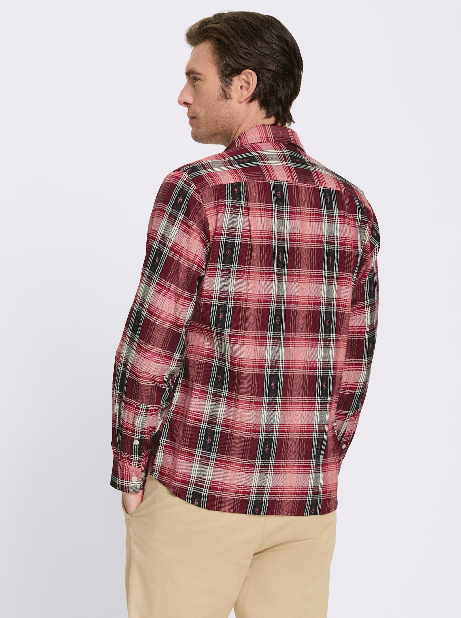 Catamaran Langarmhemd mit Tracht-Elementen - kirsche-kariert