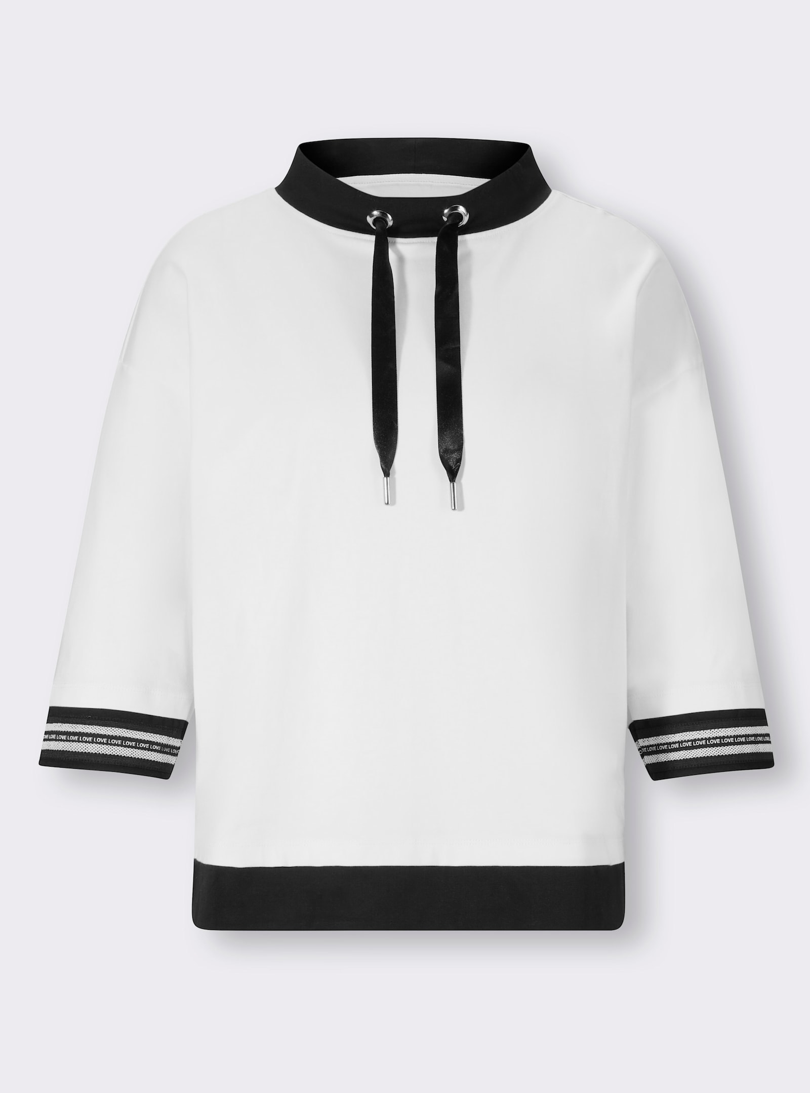 heine Stehkragenshirt mit Kontrast-Abschlüssen - ecru