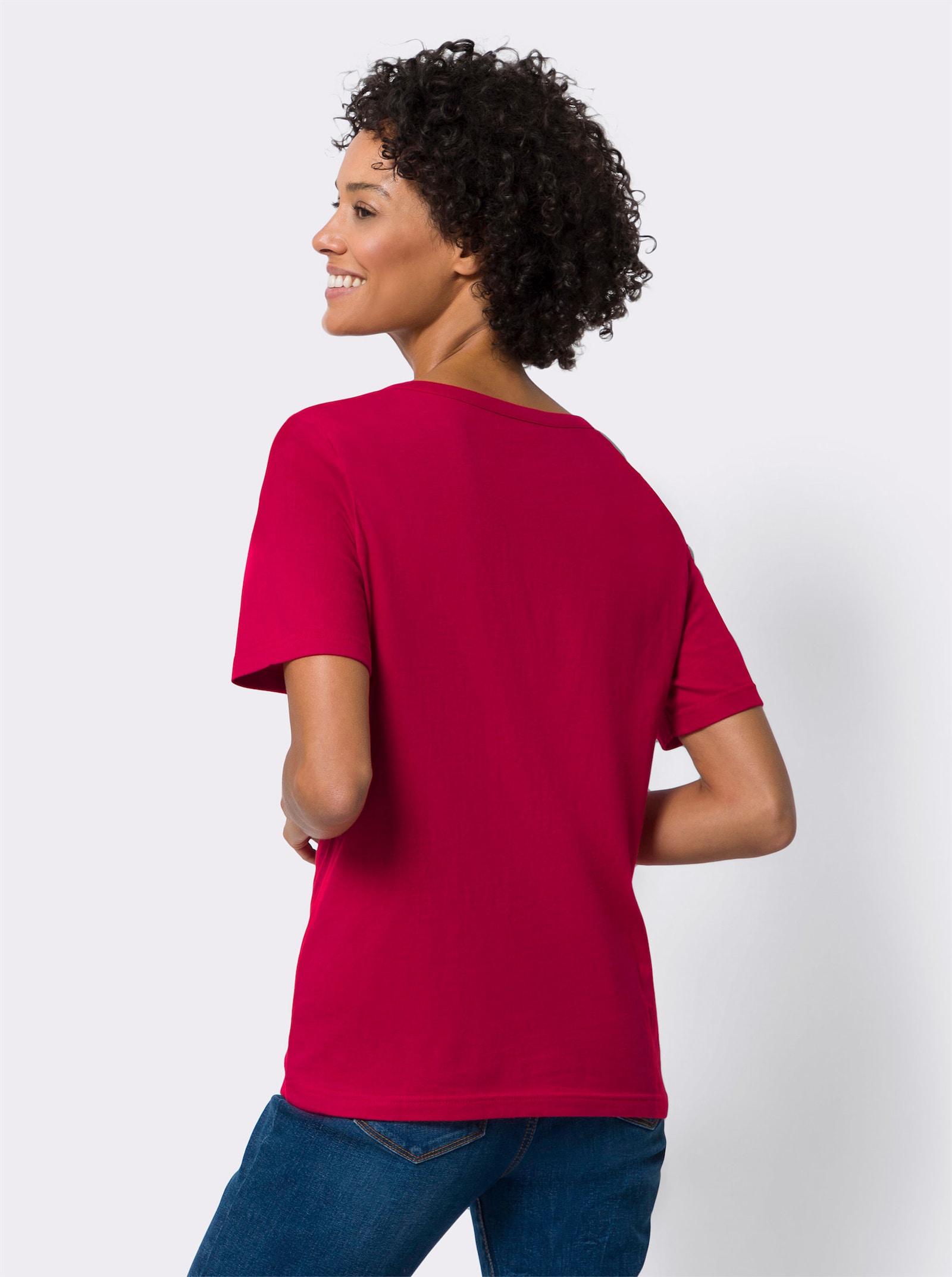 Tričko s krátkým rukávem a kontrastní paspulkou - červená