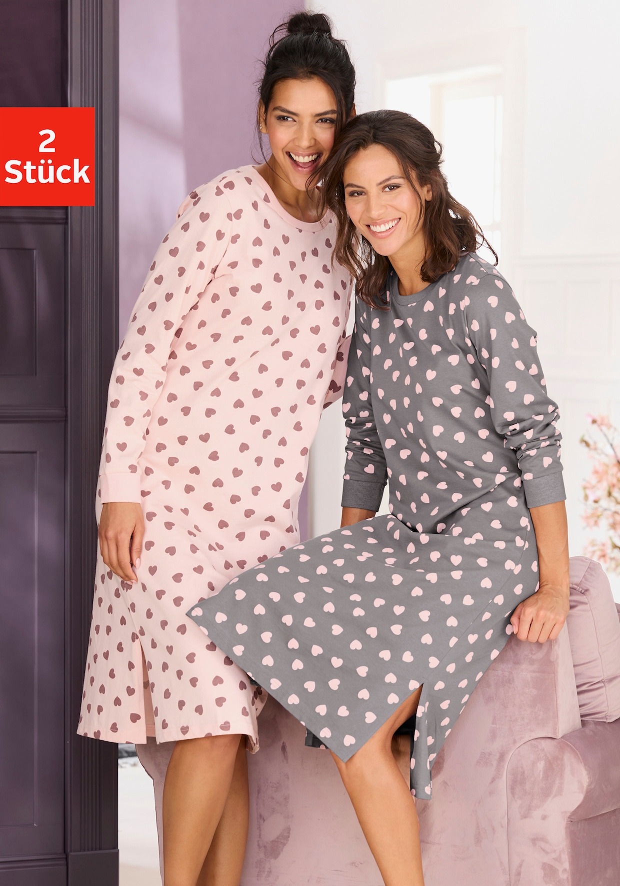 Vivance Dreams Nachthemd - taupe + rosa