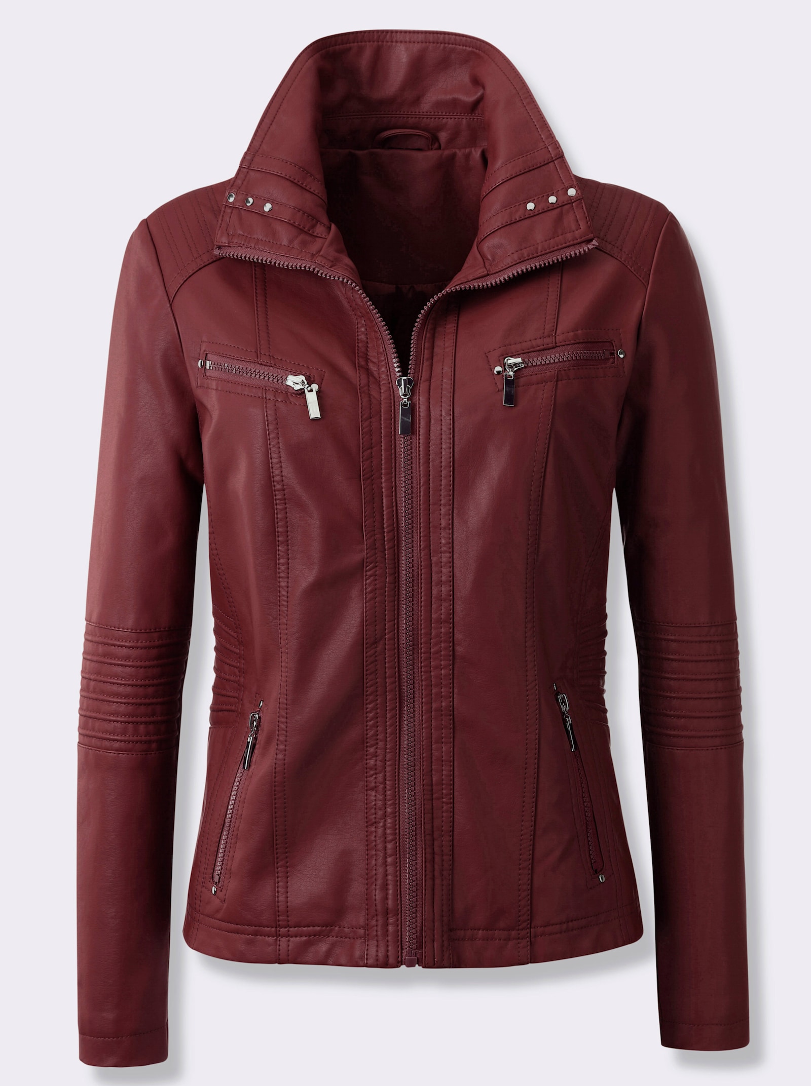 Jack van imitatieleer met sierstiksels - rood