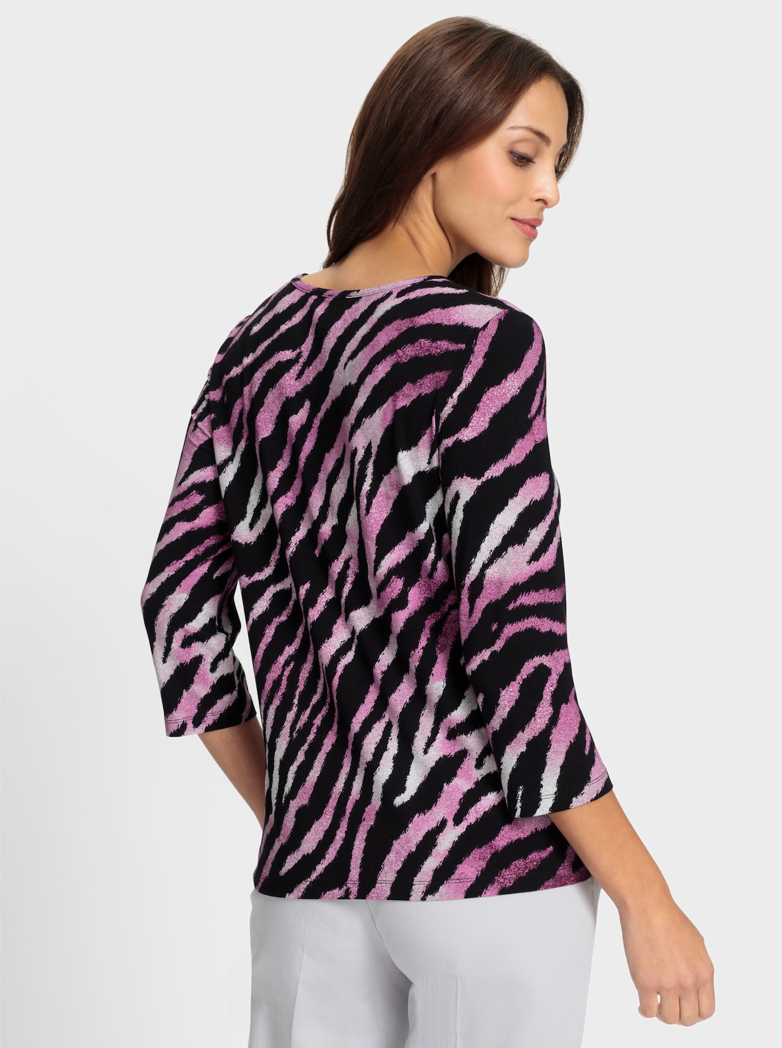 Print-Shirt im Animal-Dessin - schwarz-burgund-bedruckt