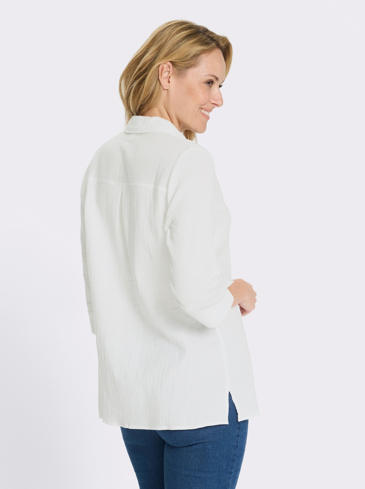 Longbluse in Musselin-Qualität - weiß